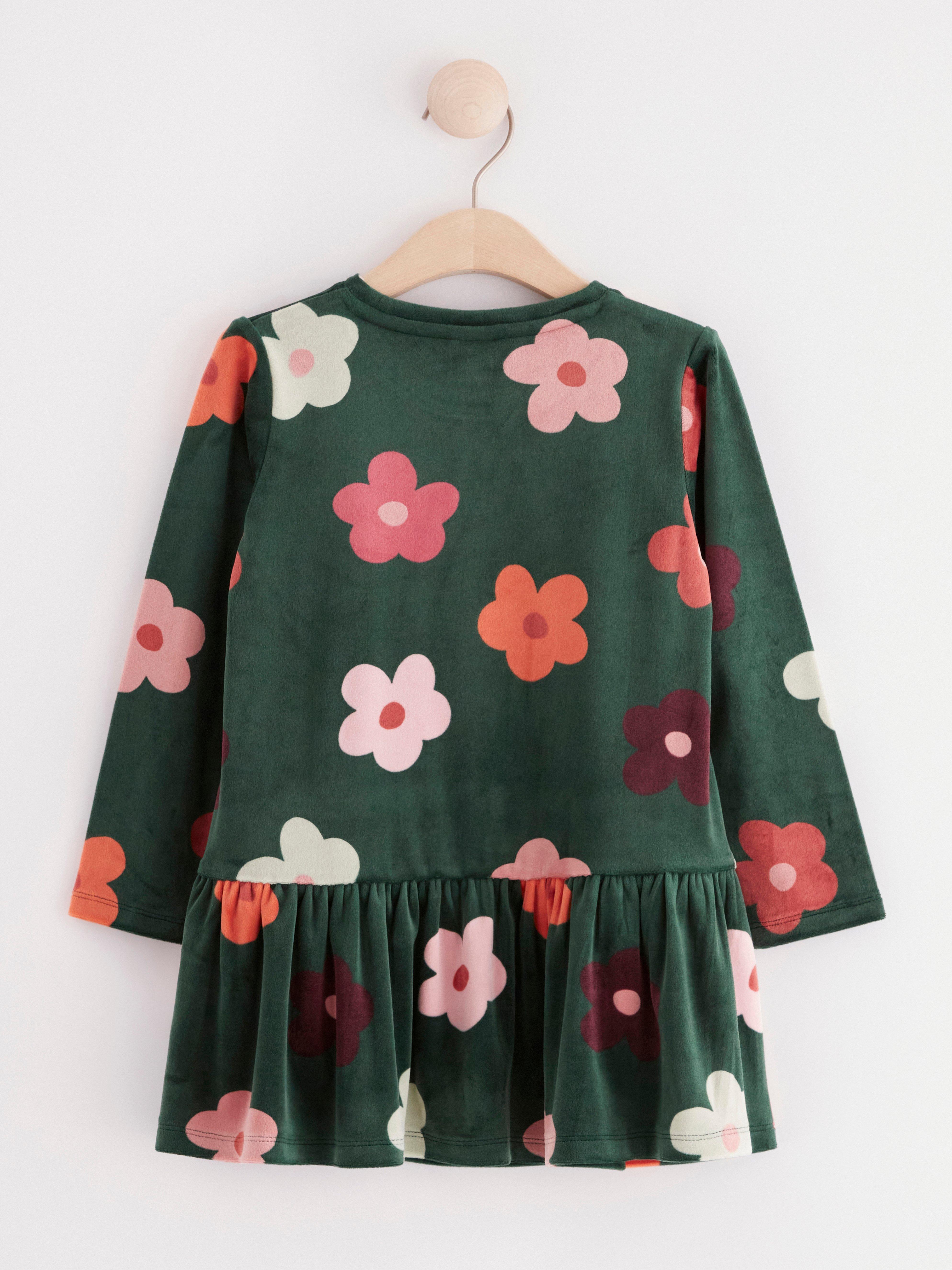 Tunic in velour with print Dark Dusty Green