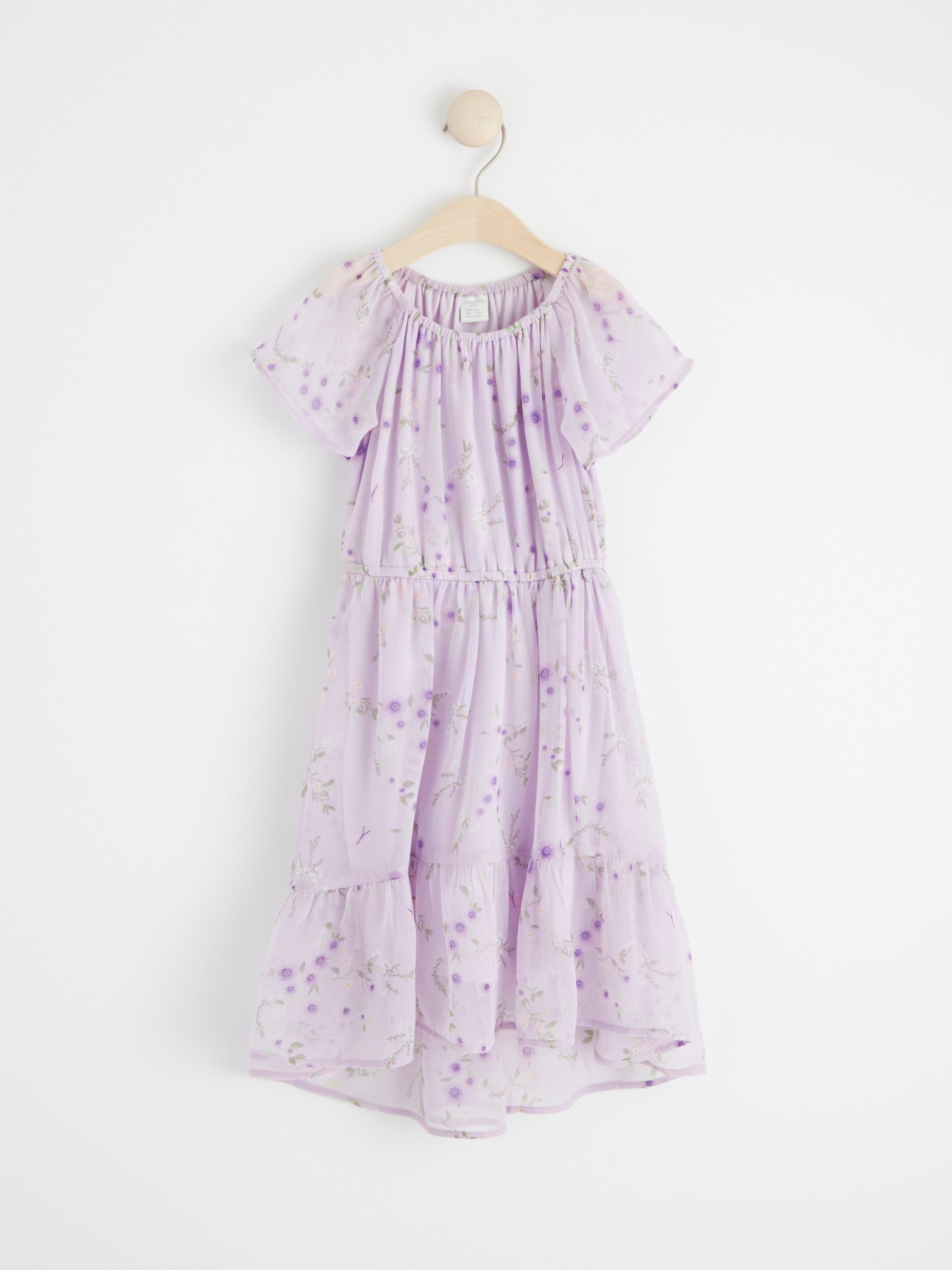 High-low short sleeve chiffon dress Light Lilac