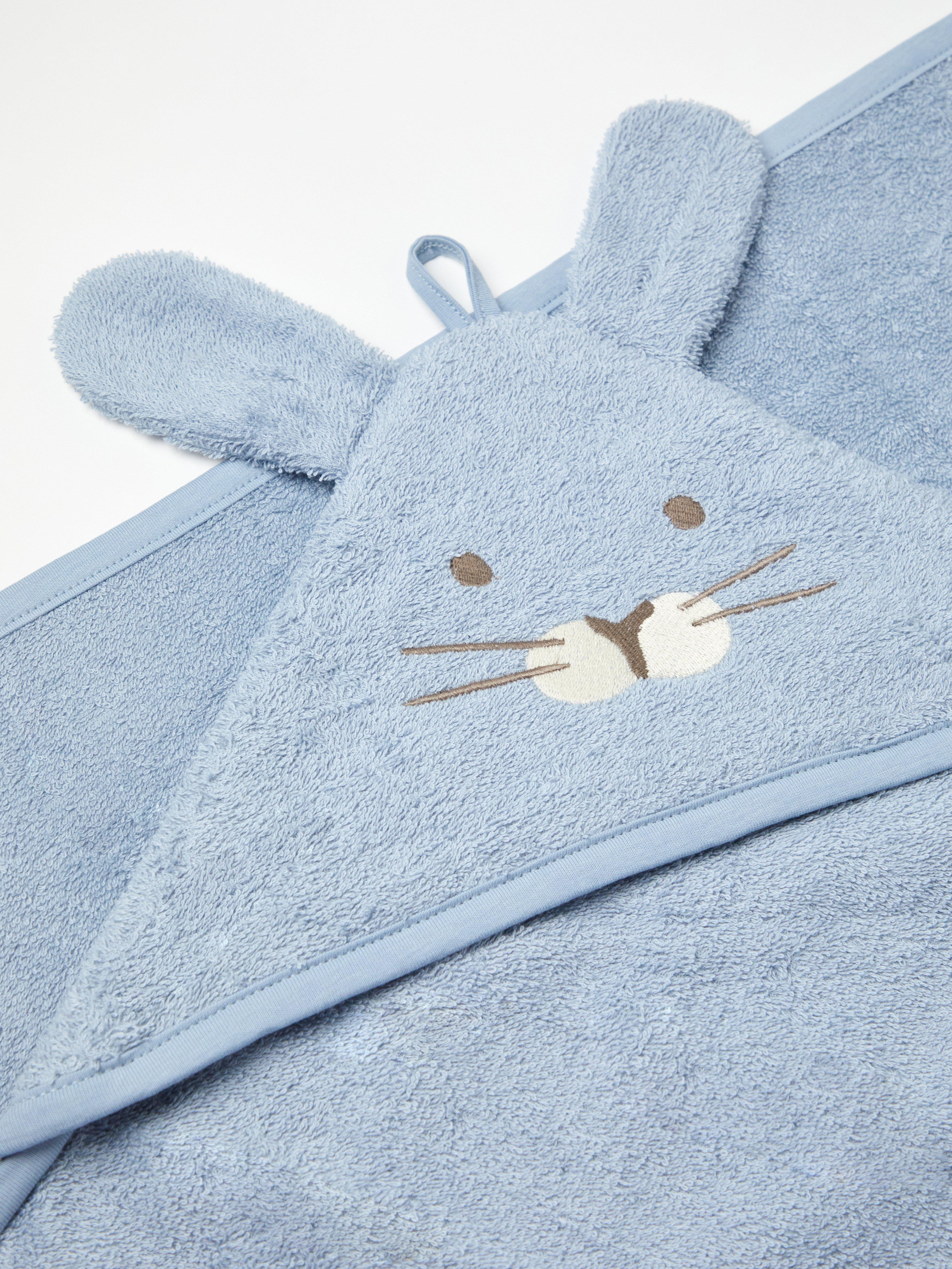 Terry bath towel with bunny hood Light Dusty Blue