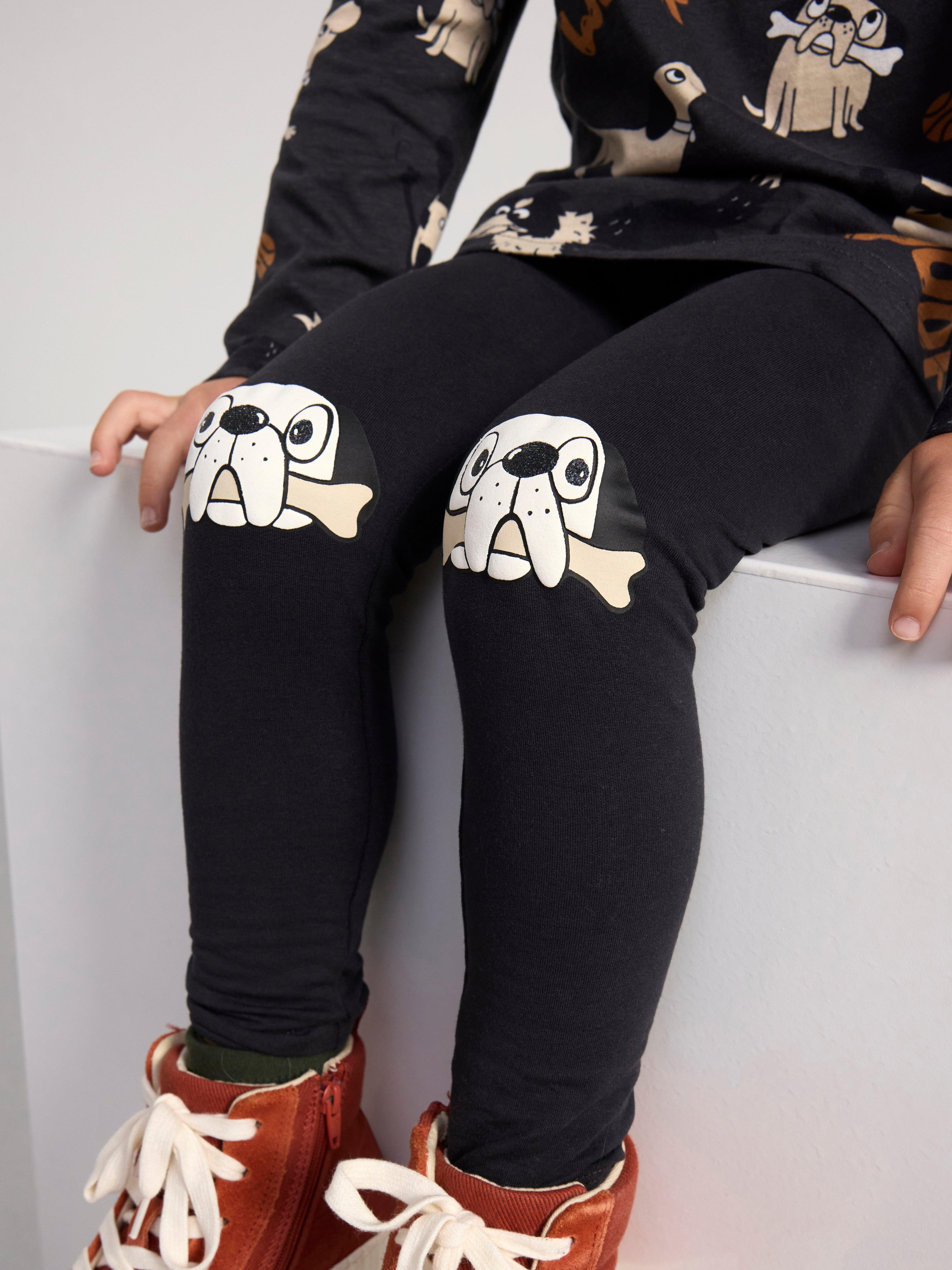 Leggings with dogs at the knees Offblack