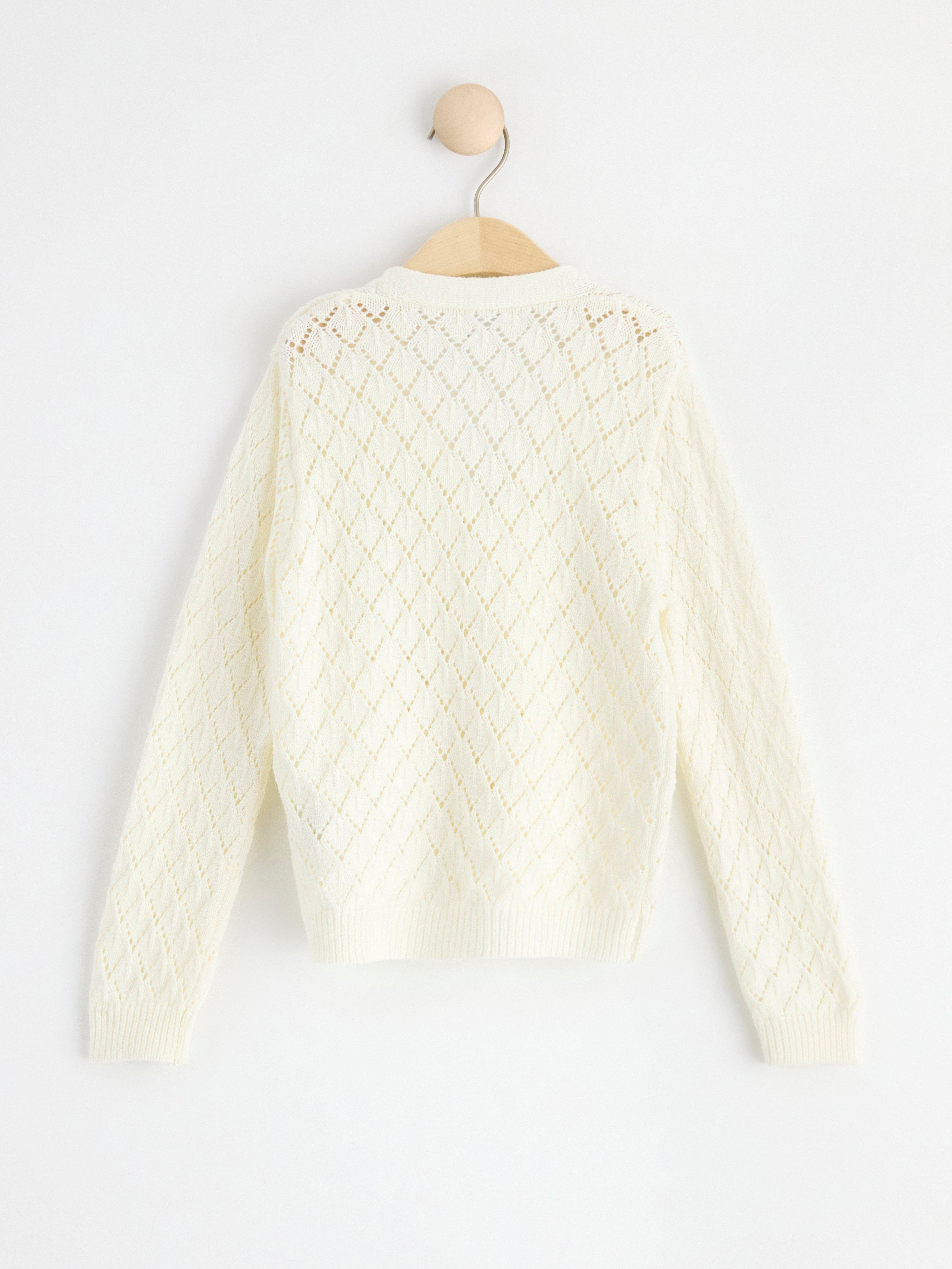 Pattern knitted cardigan Light Dusty White