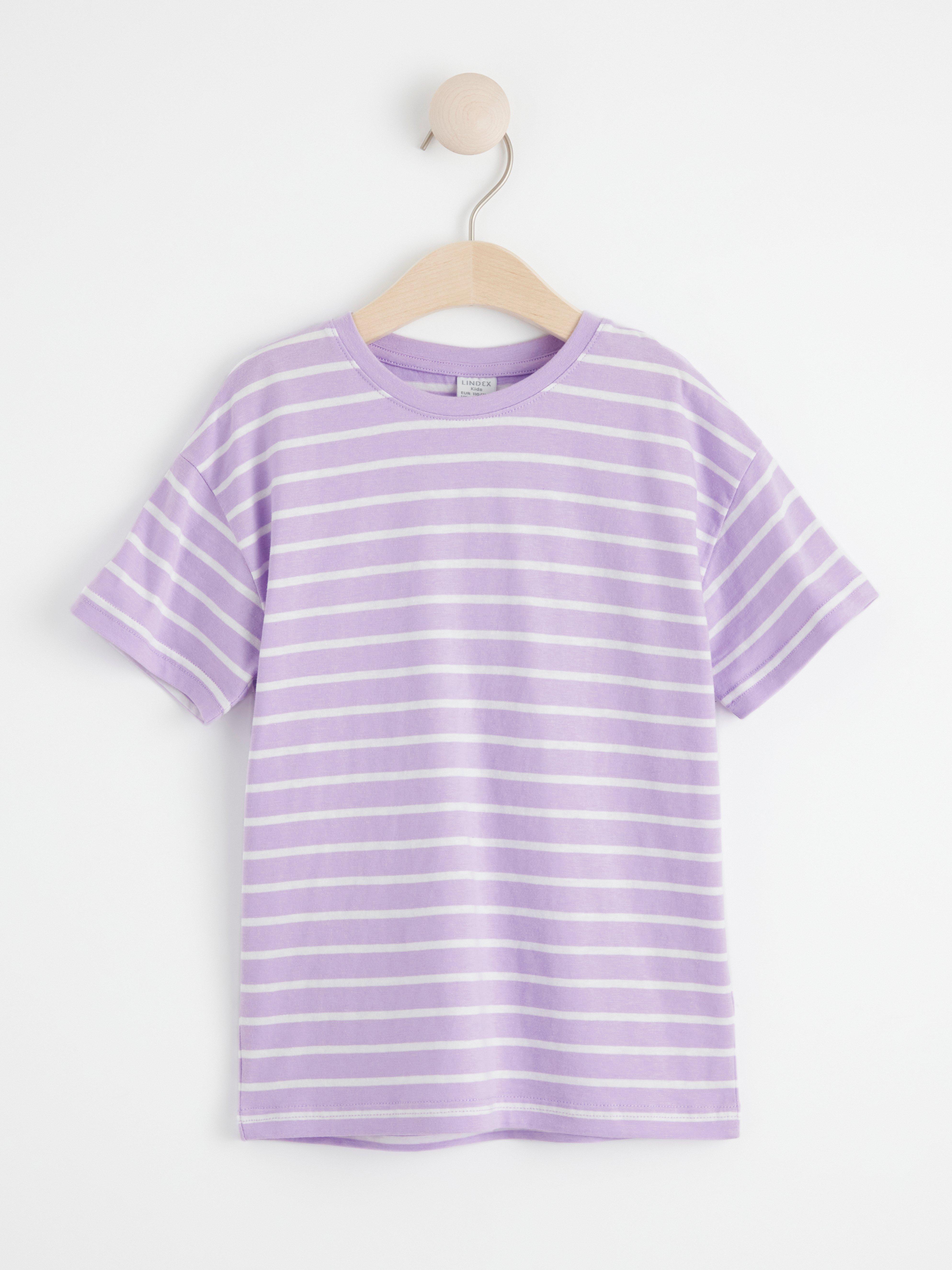 Oversize t-shirt with stripes Light Lilac