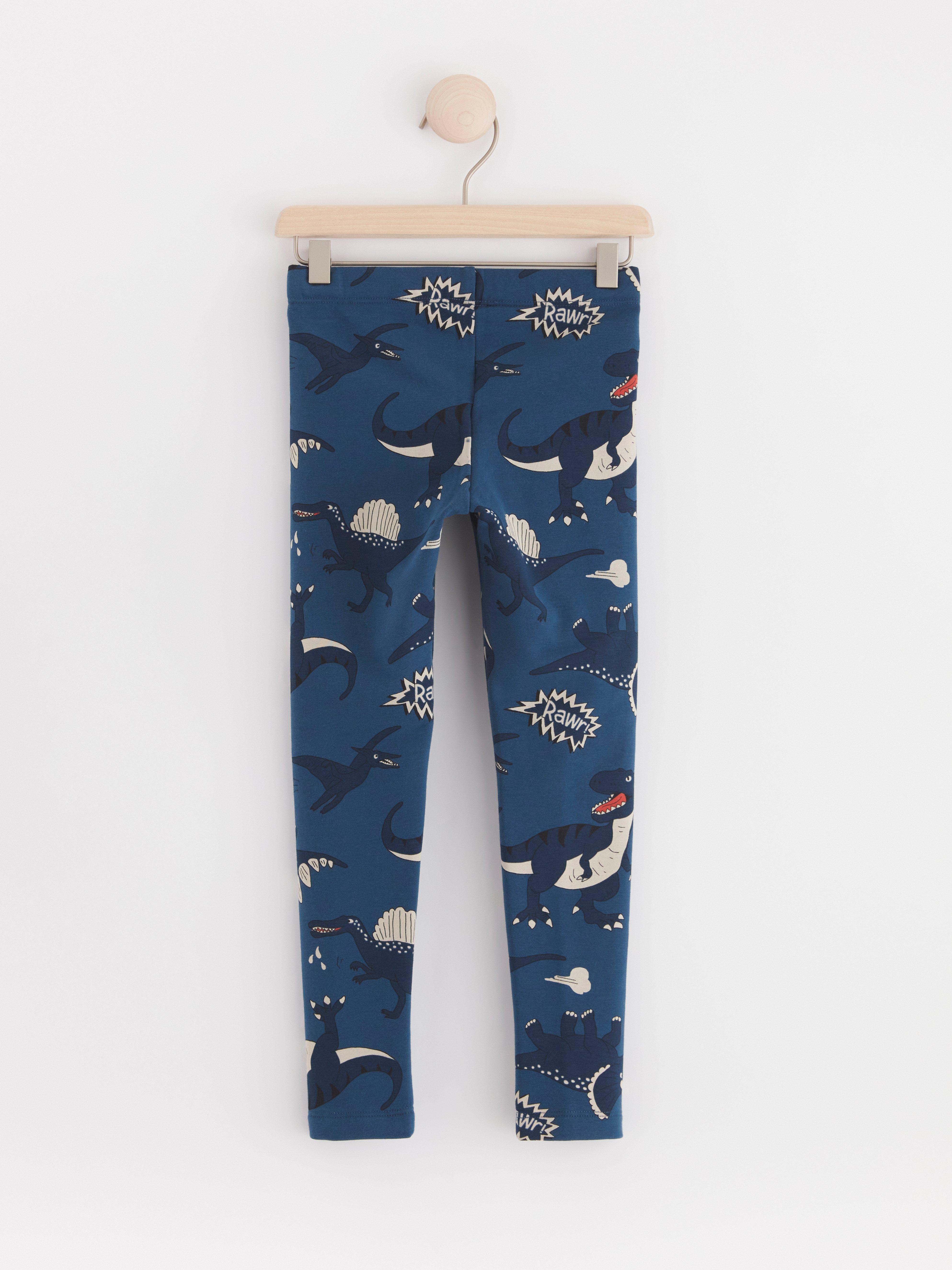 Leggings with dinosaurs Dark Dusty Blue