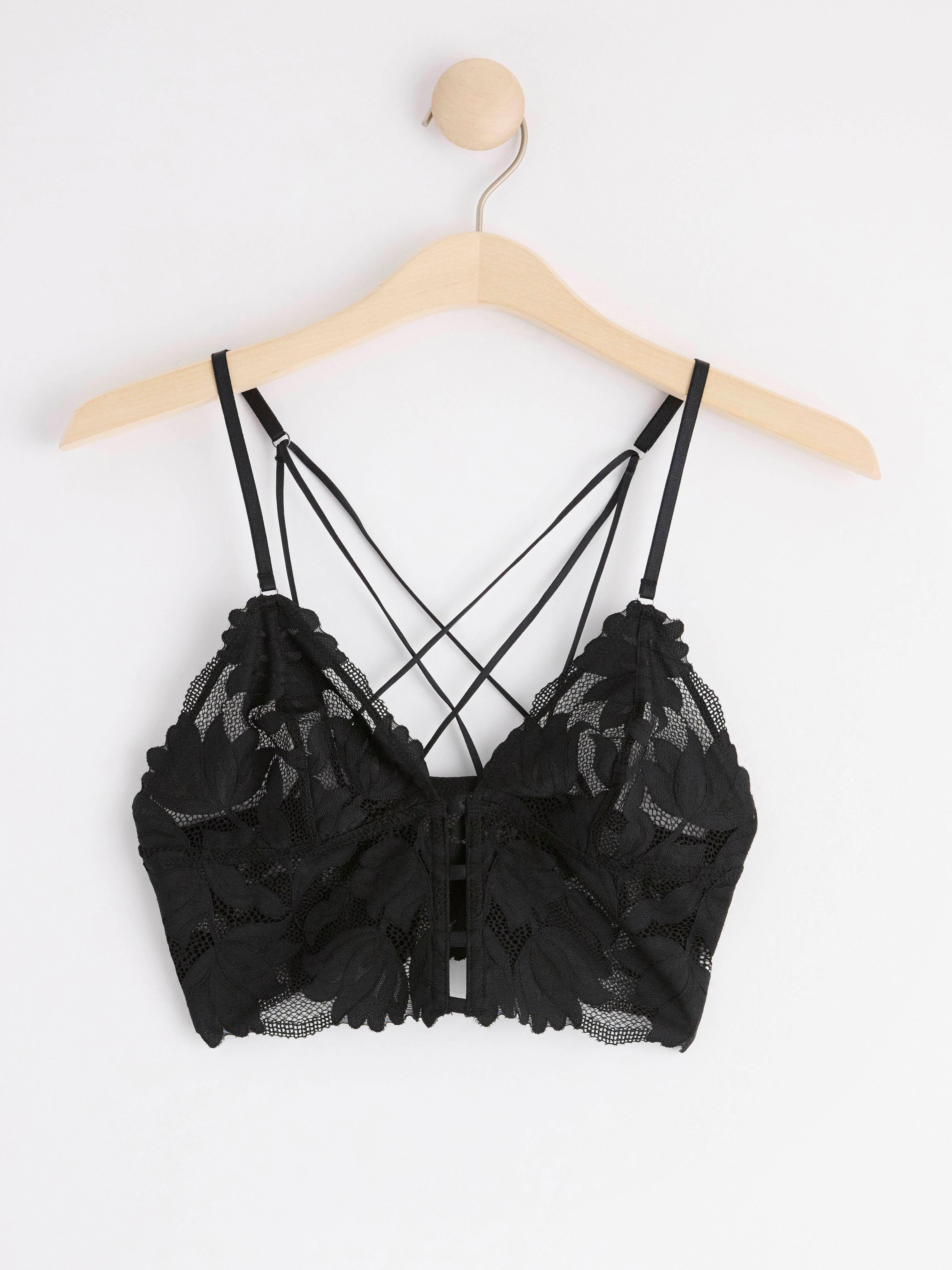 Unpadded bralette with lace Black
