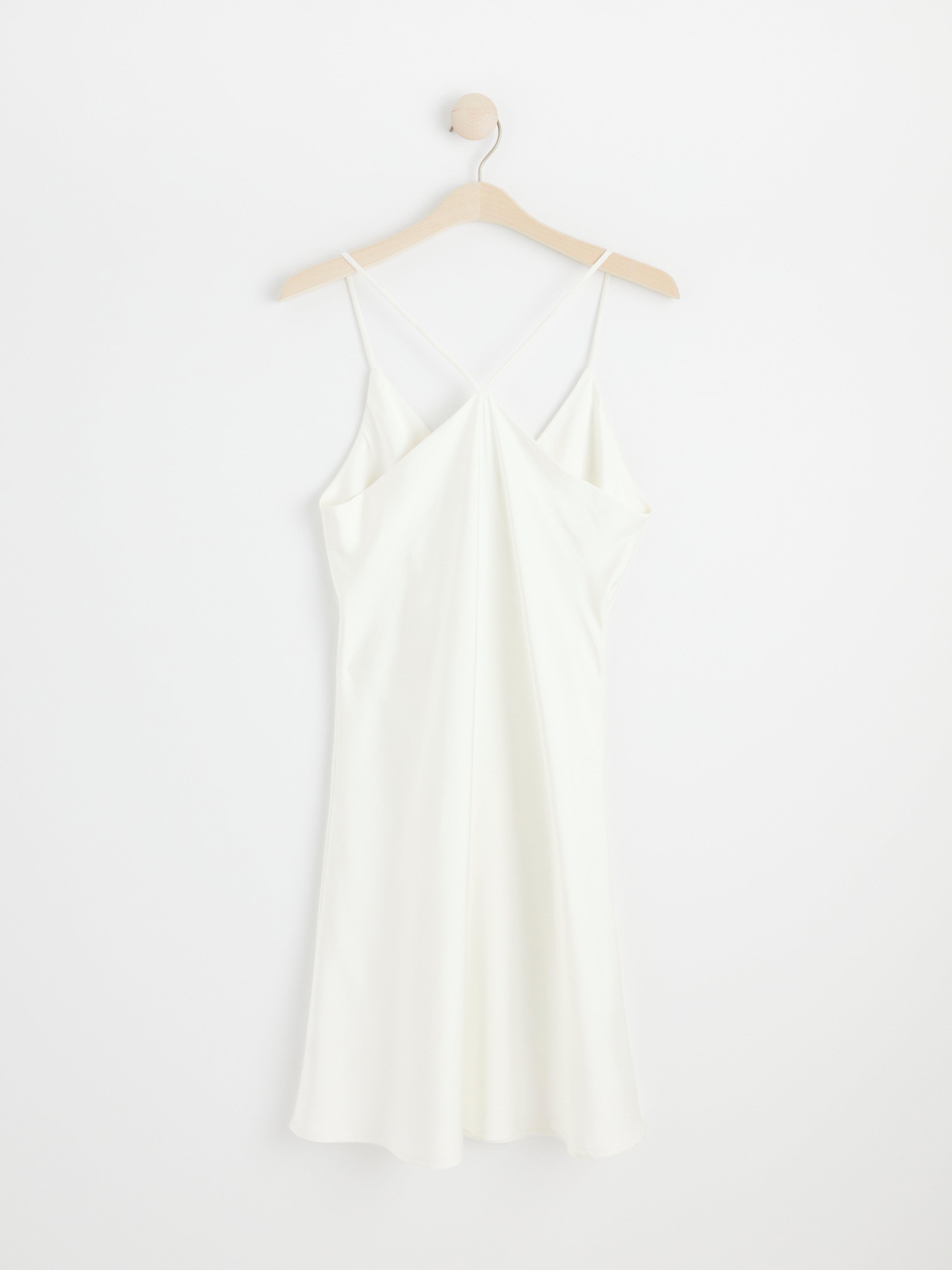 Short satin night slip Light White