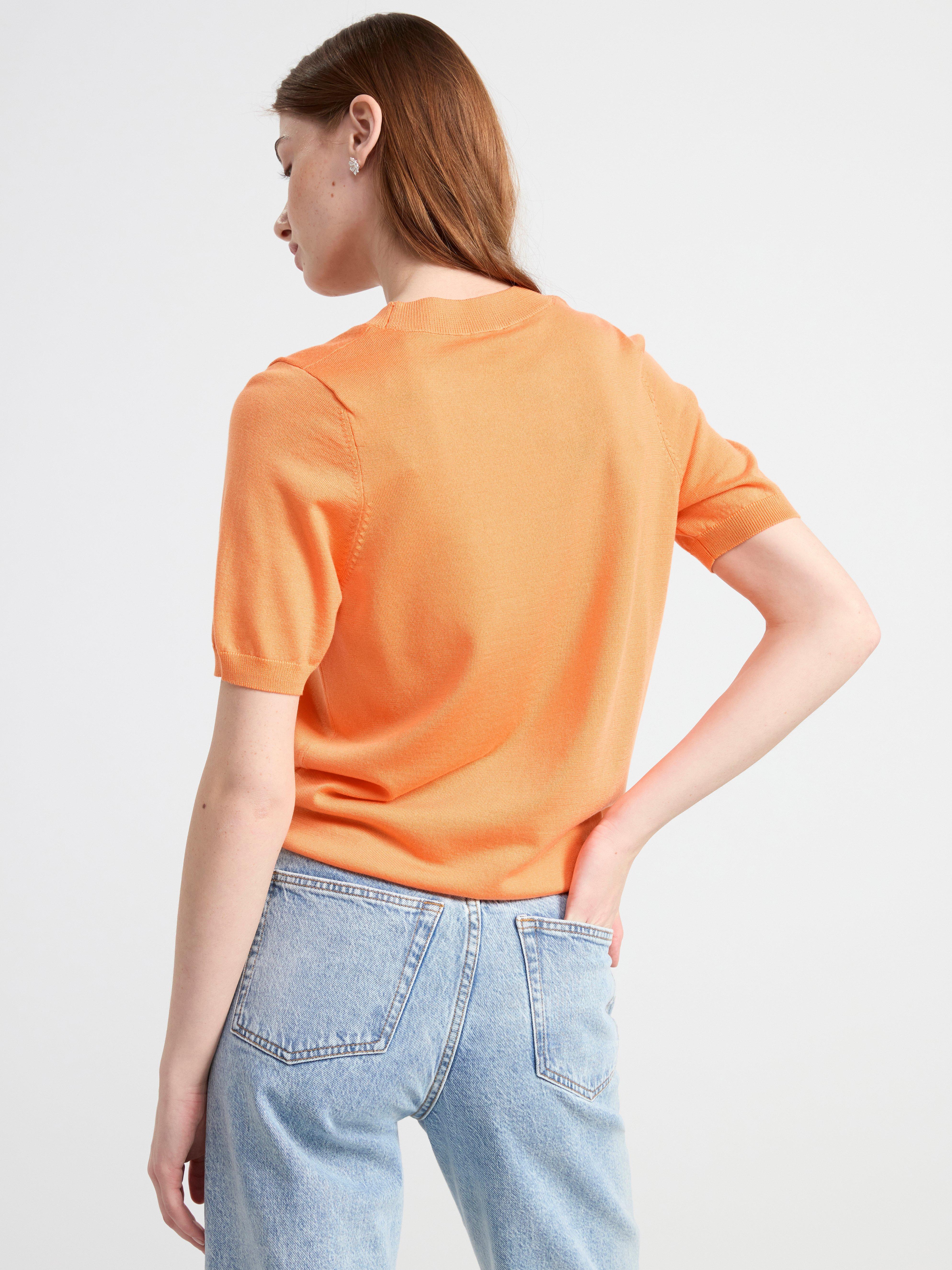 Fine-knit short sleeve jumper Light Orange