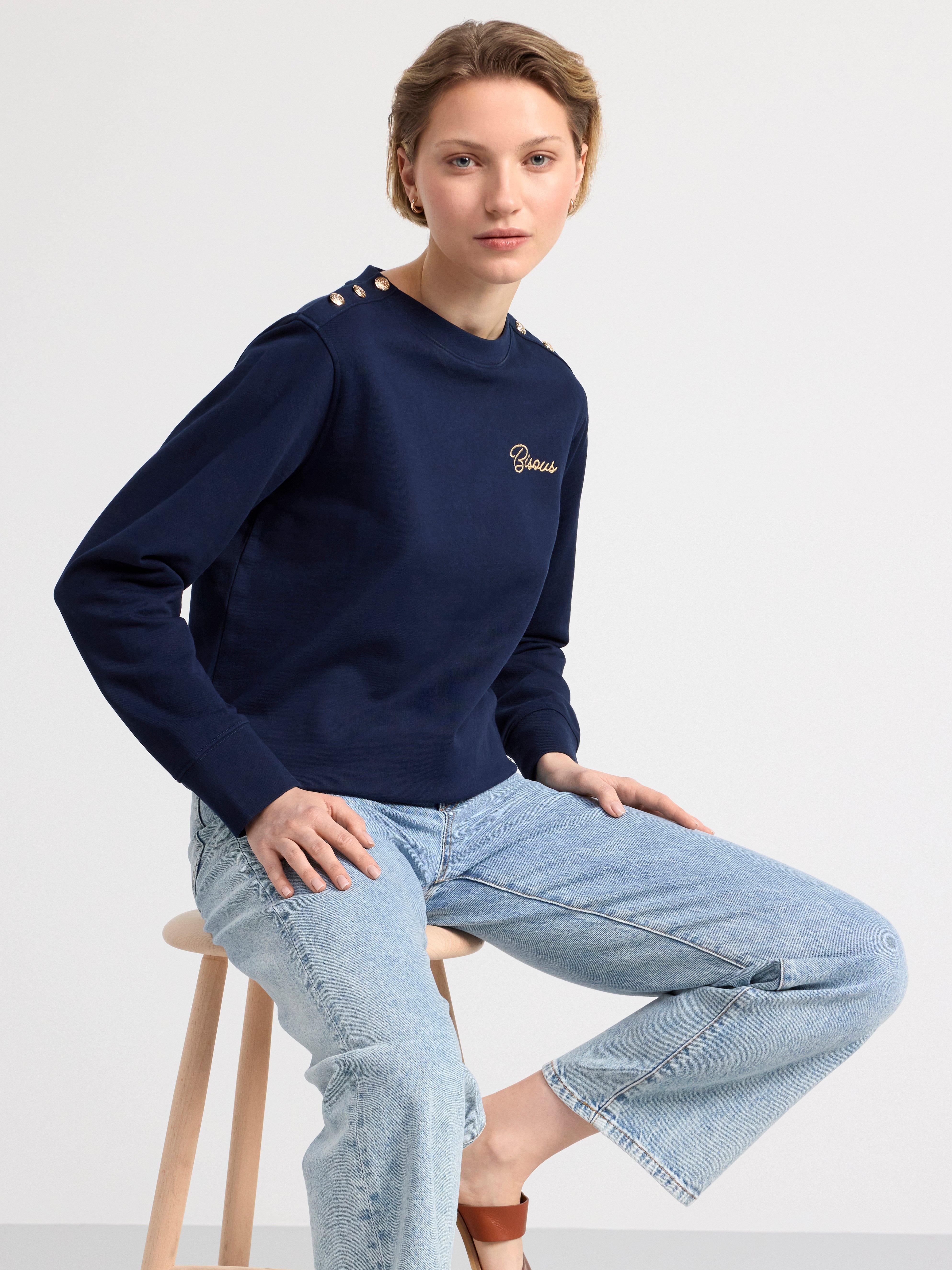 Sweatshirt with golden details Navy