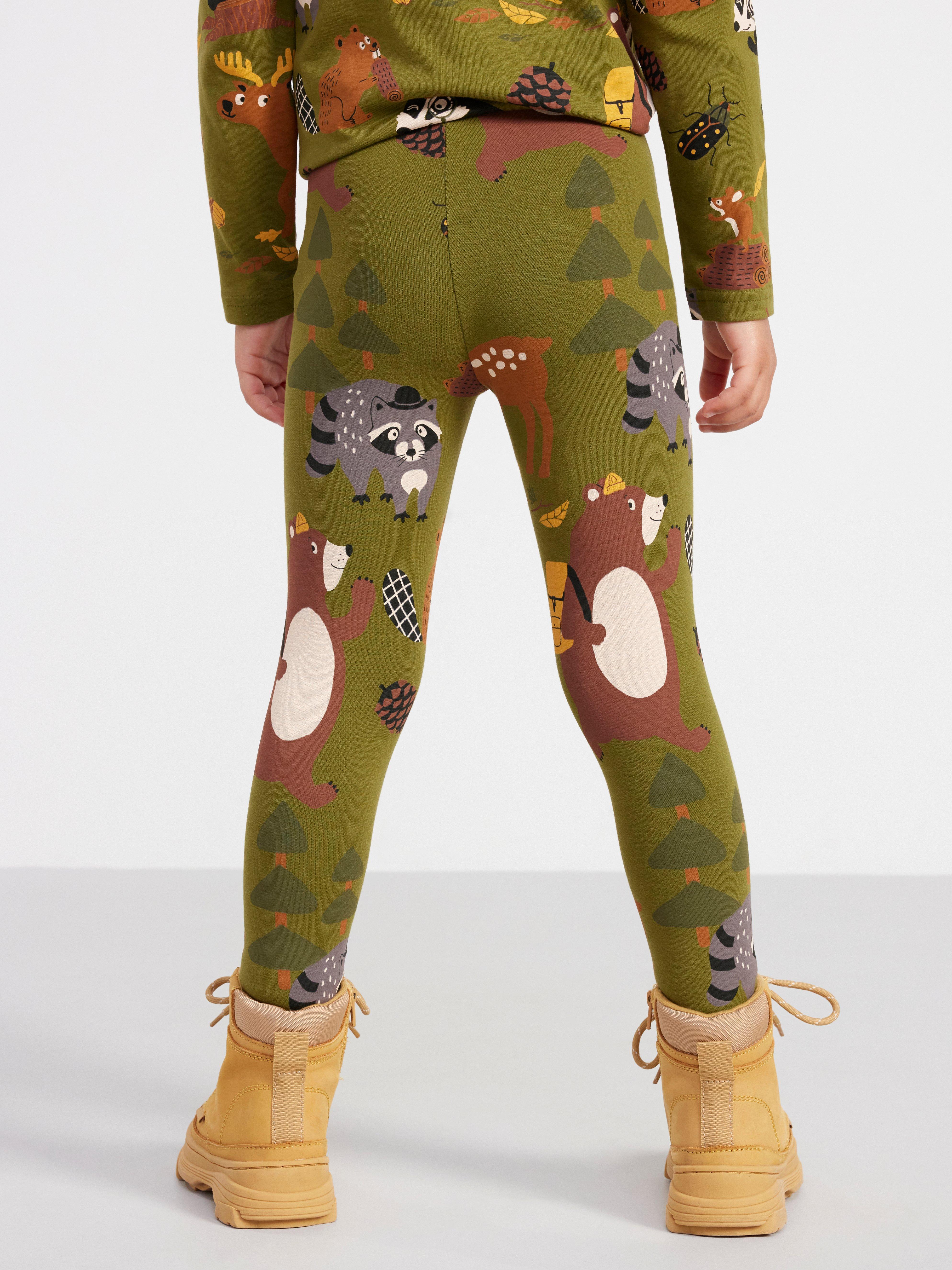 Leggings with animal print Dark Green