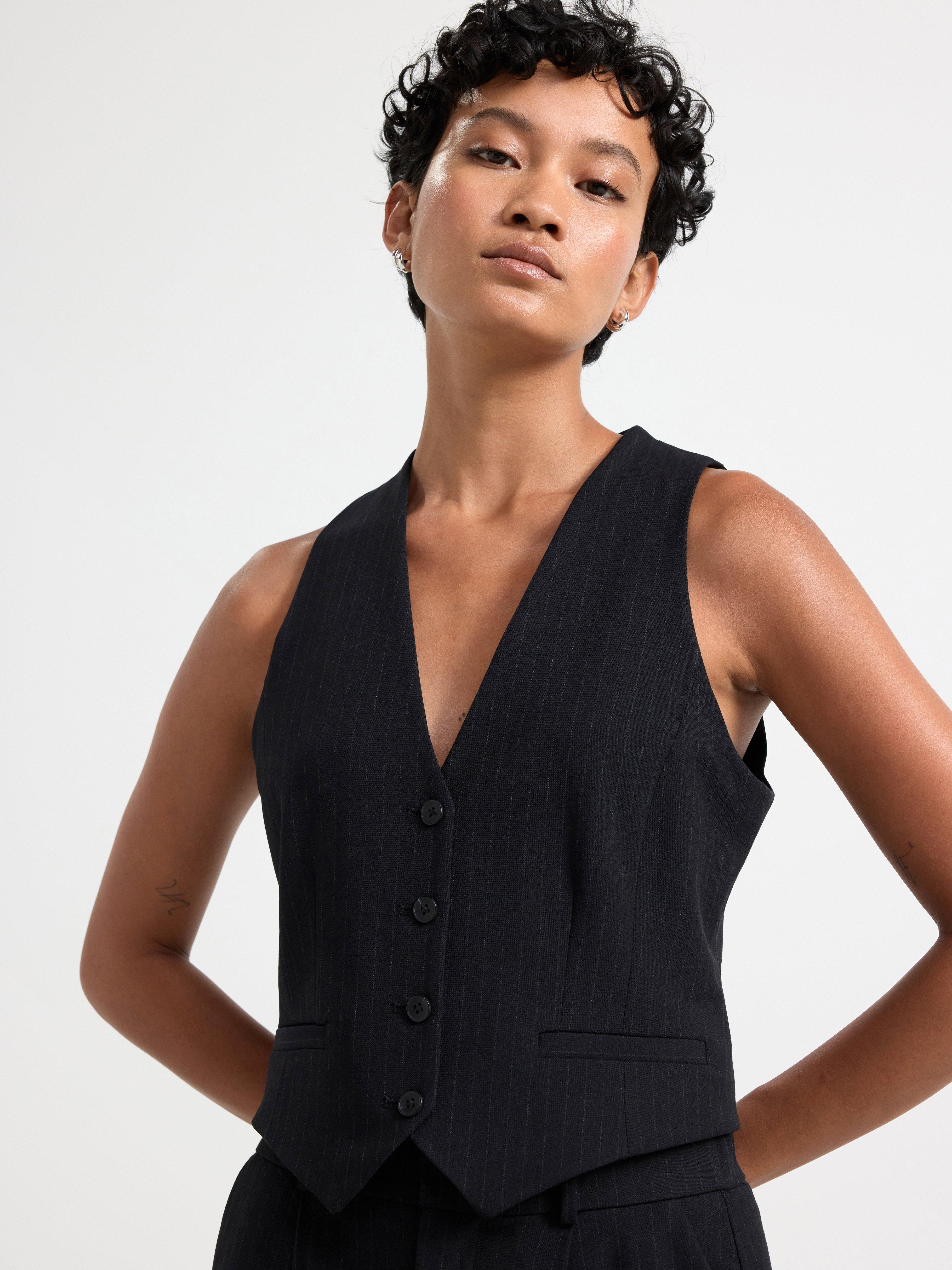 Pinstriped Waistcoat Black