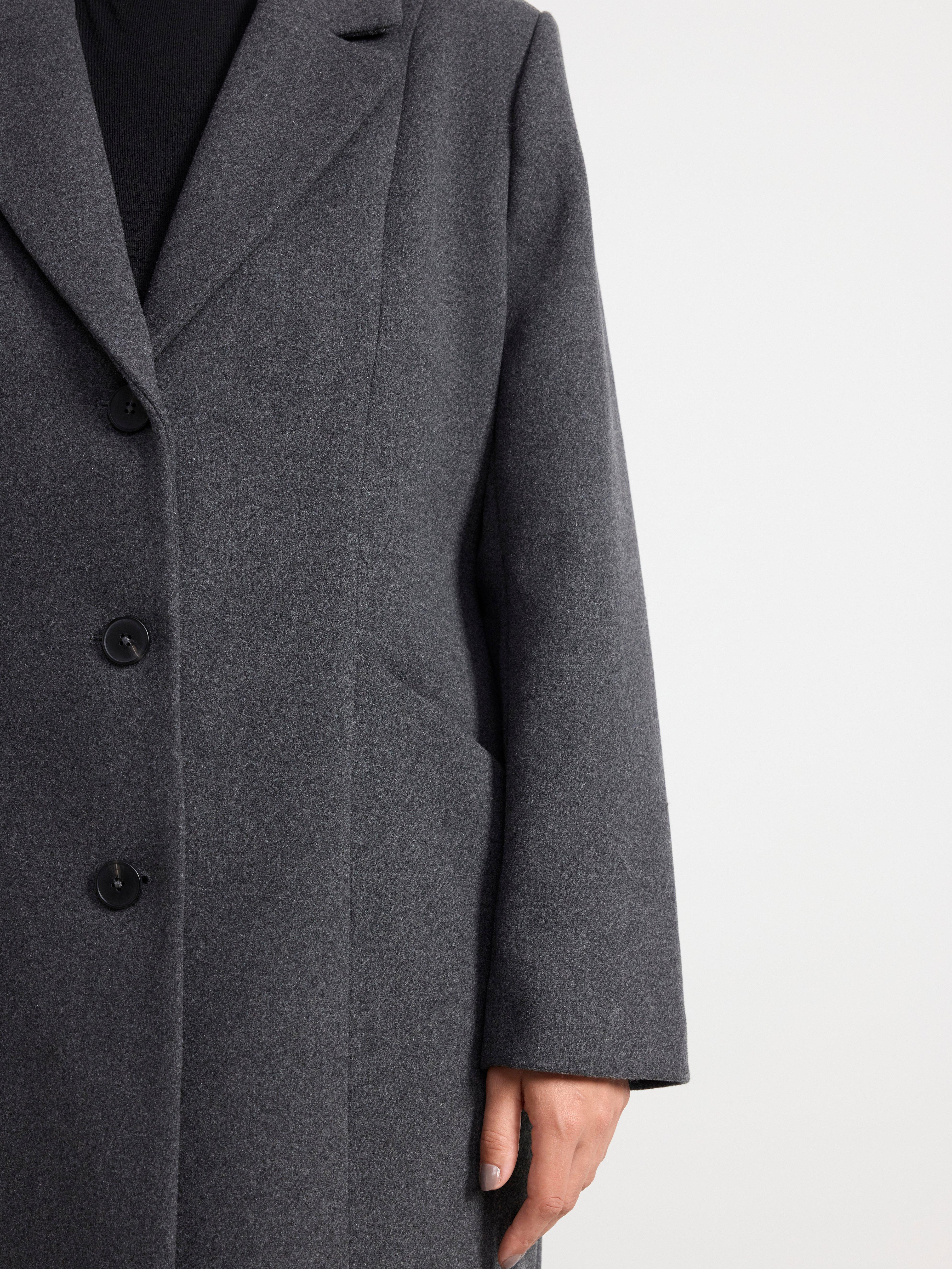 Coat in wool blend Dark Grey Melange