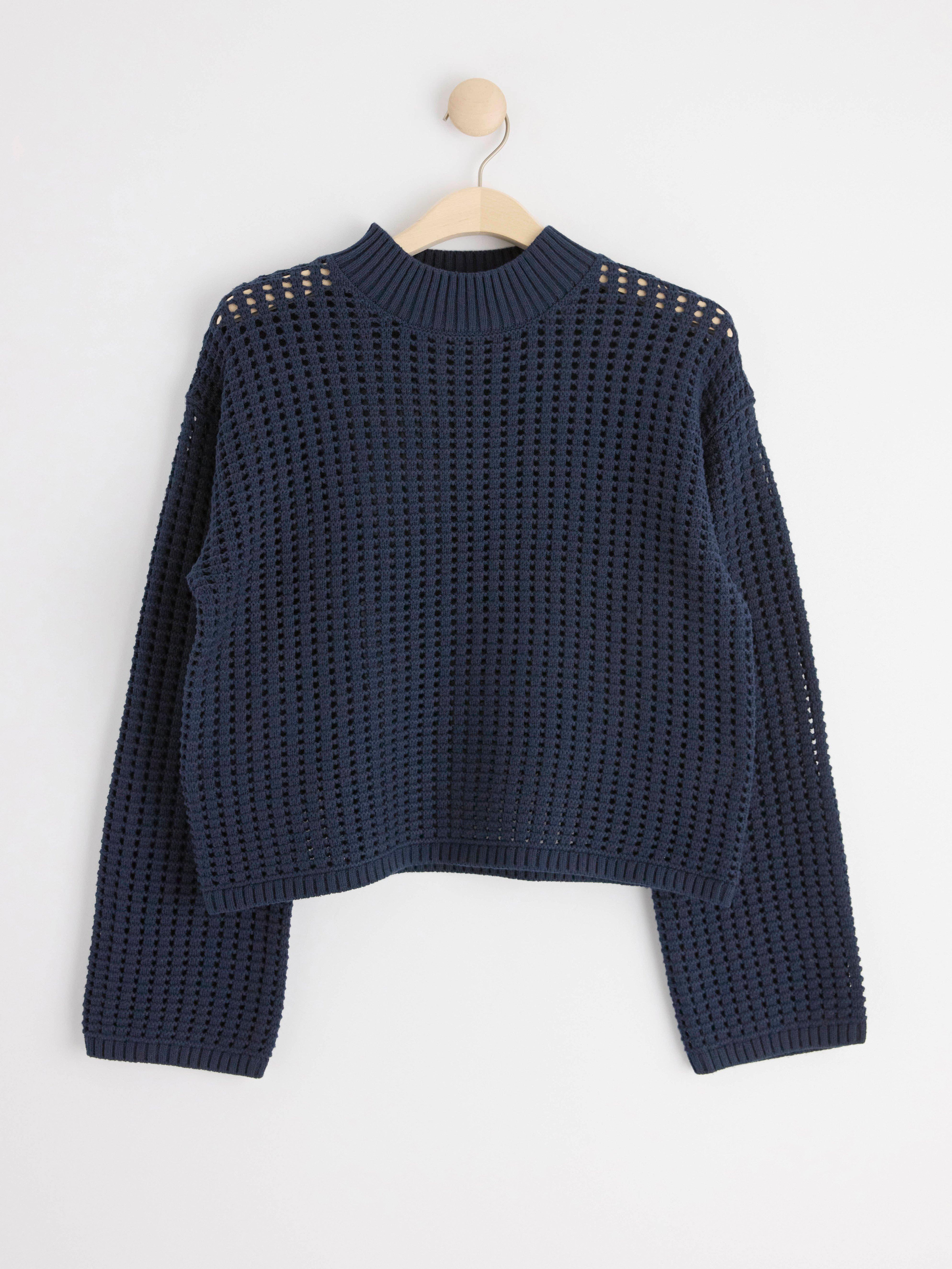 Hole knitted jumper Navy
