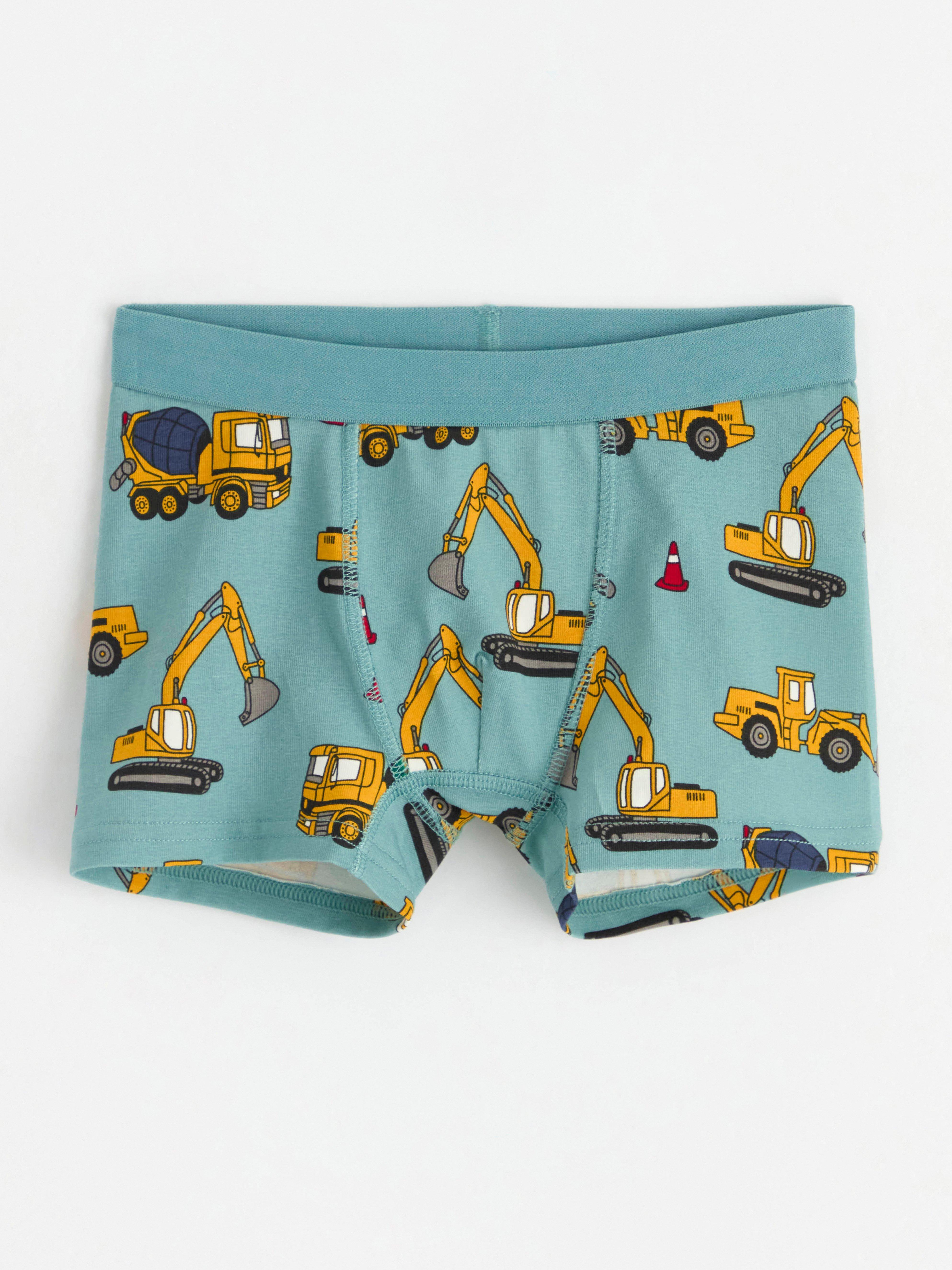 Boxer shorts with construction vehicles Dusty Turquoise