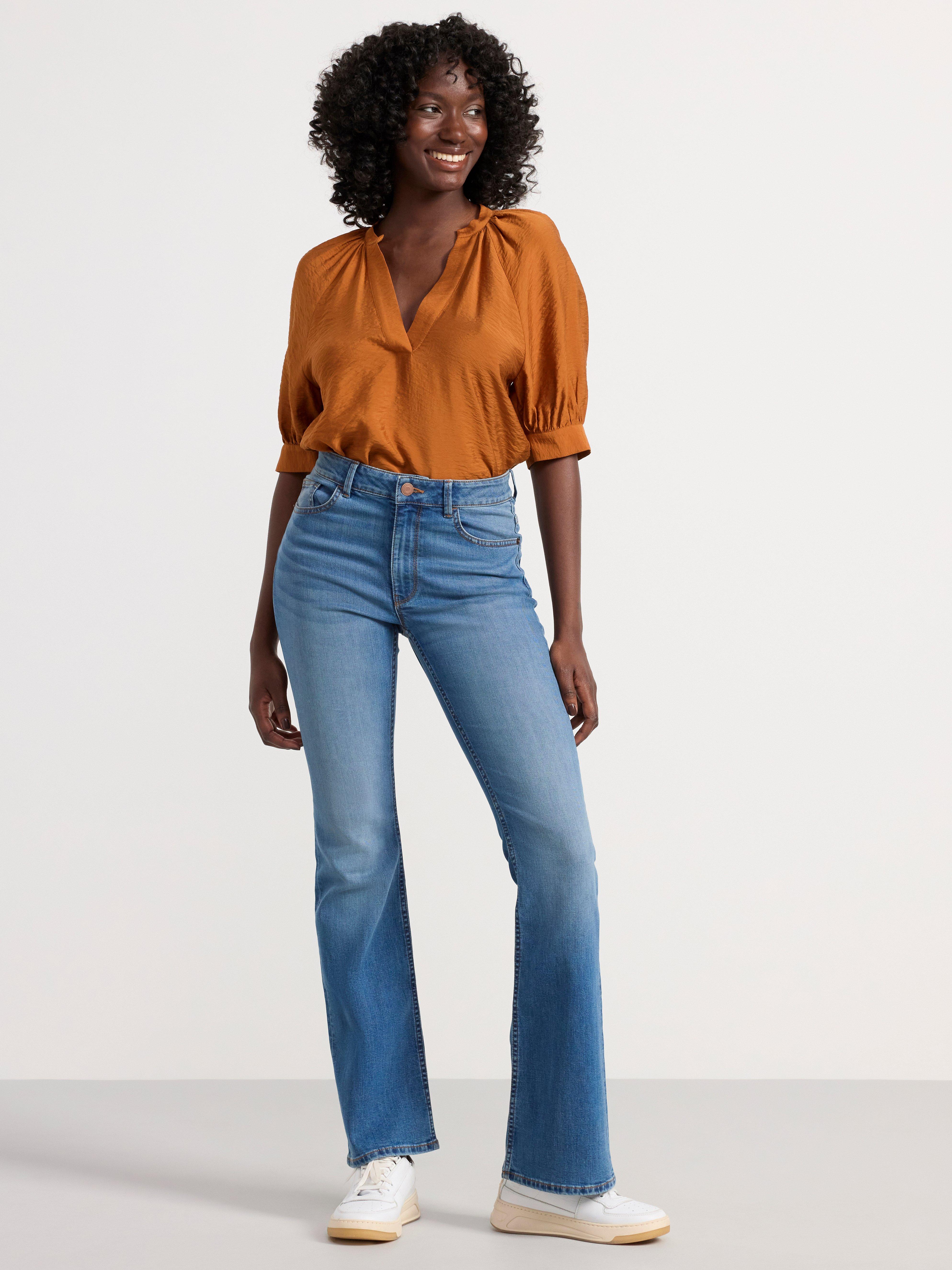 Blouse with puff sleeves Brown