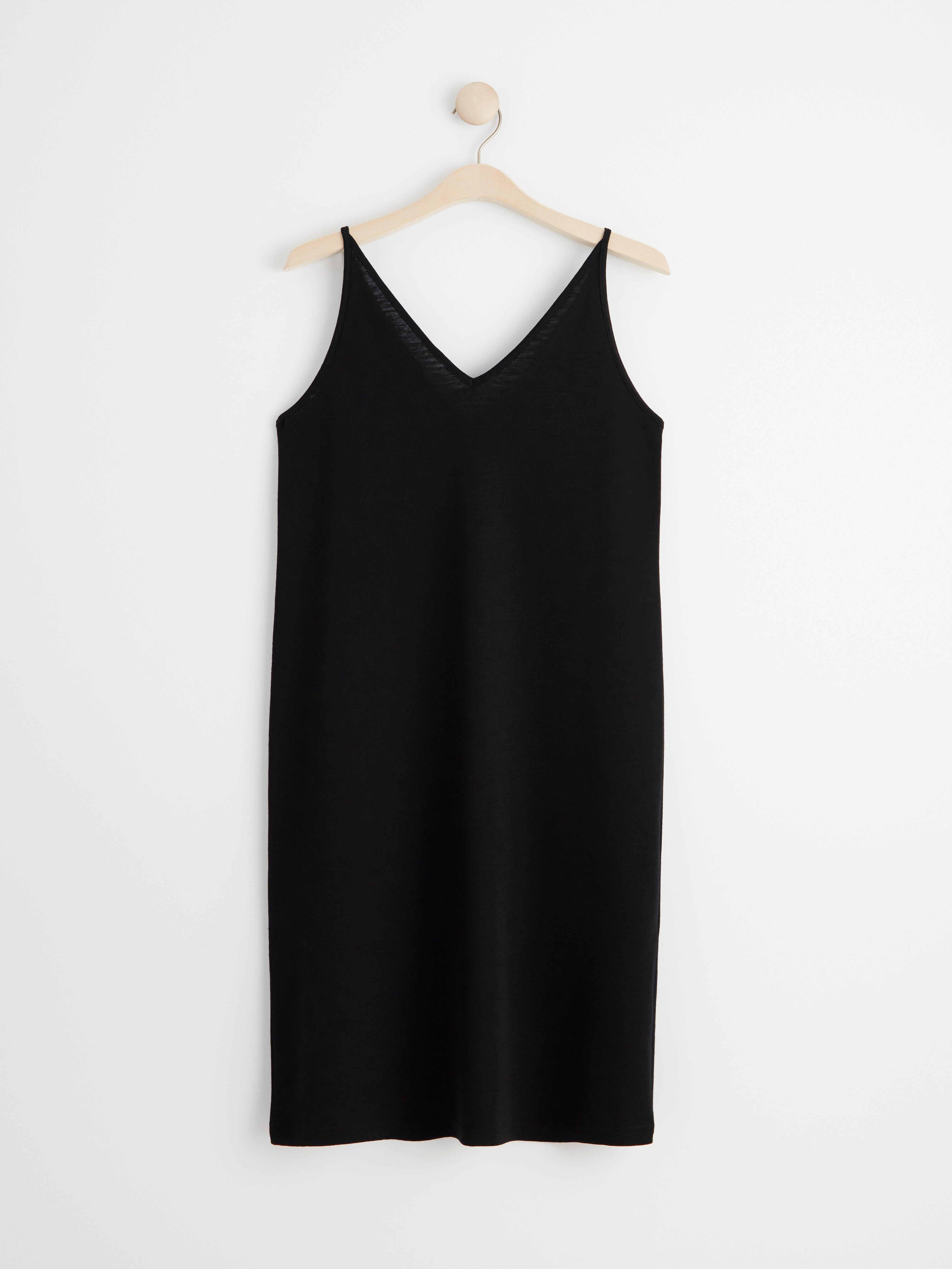 Slip dress in merino wool Black