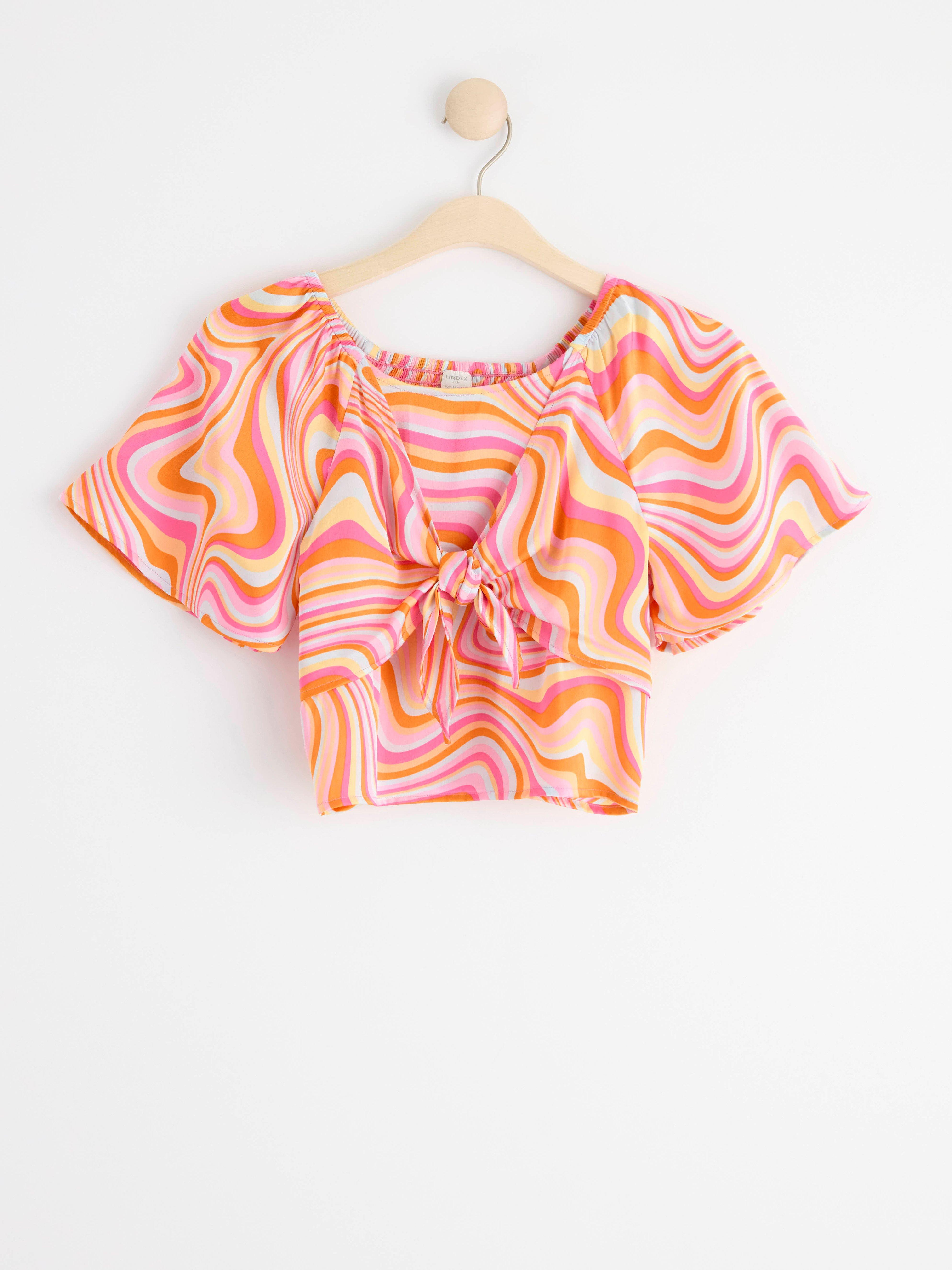 Cropped satin blouse Light Orange