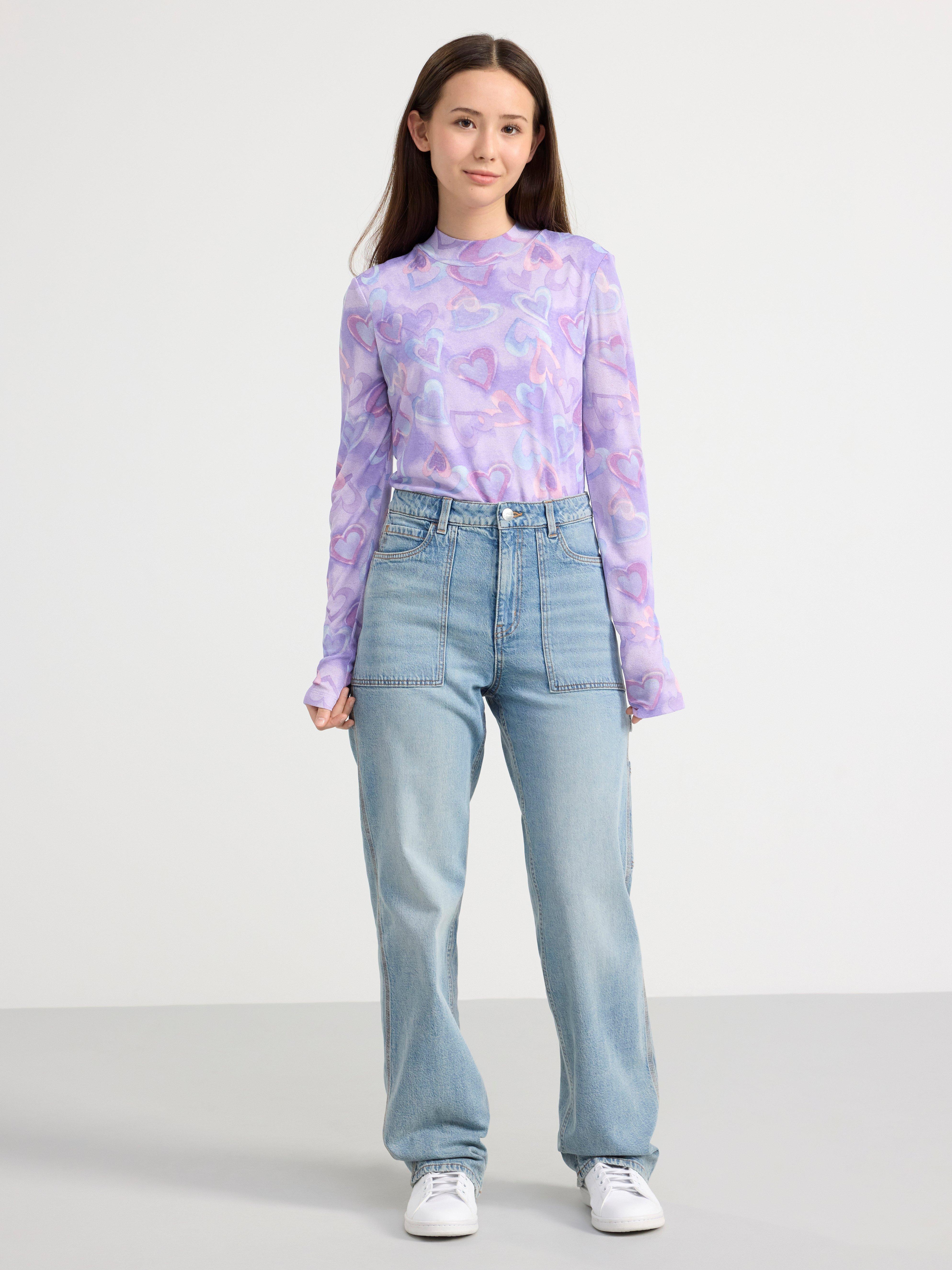 Long sleeve top with allover pattern Light Lilac