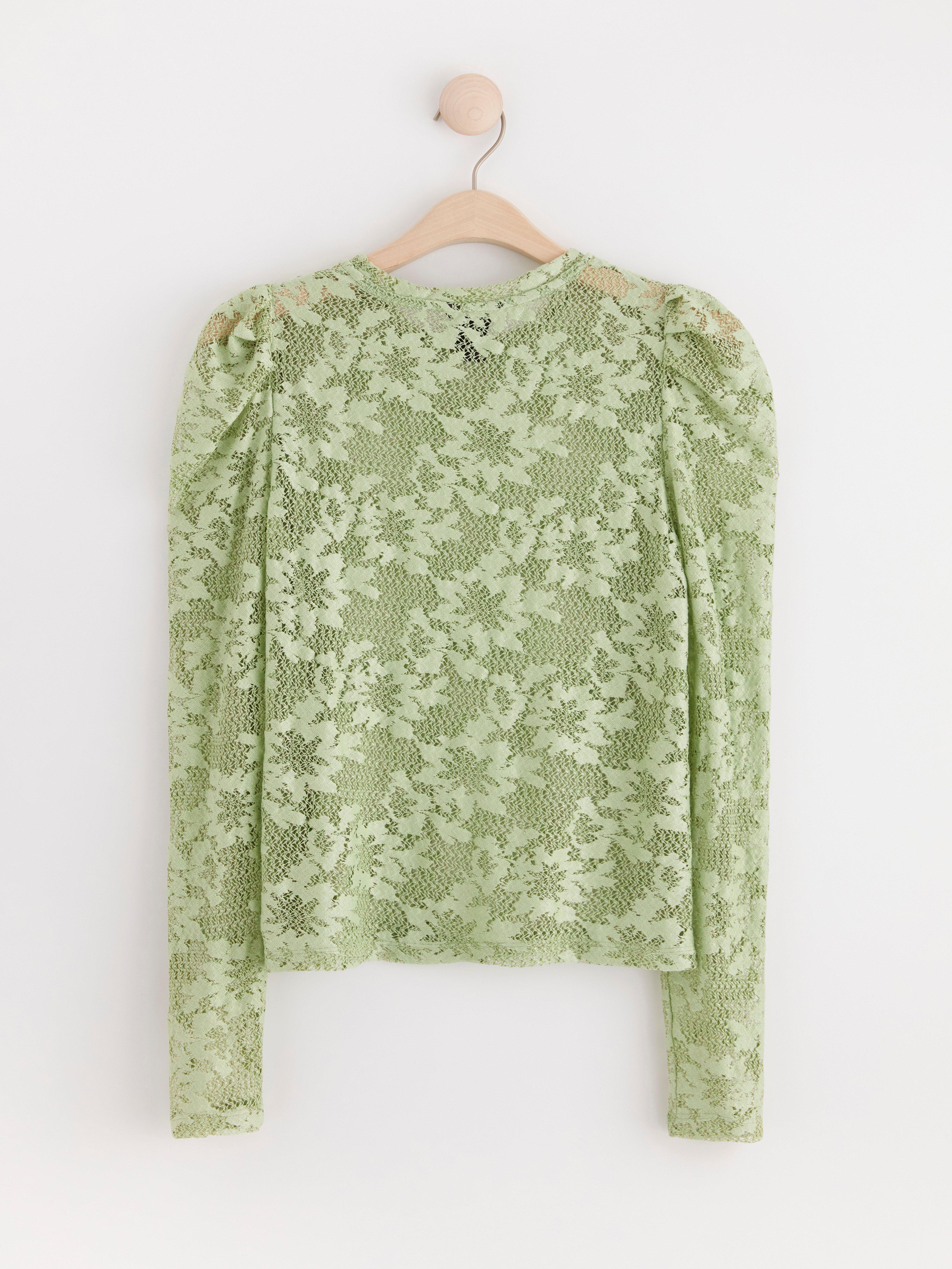 Long sleeve lace top Light Dusty Green
