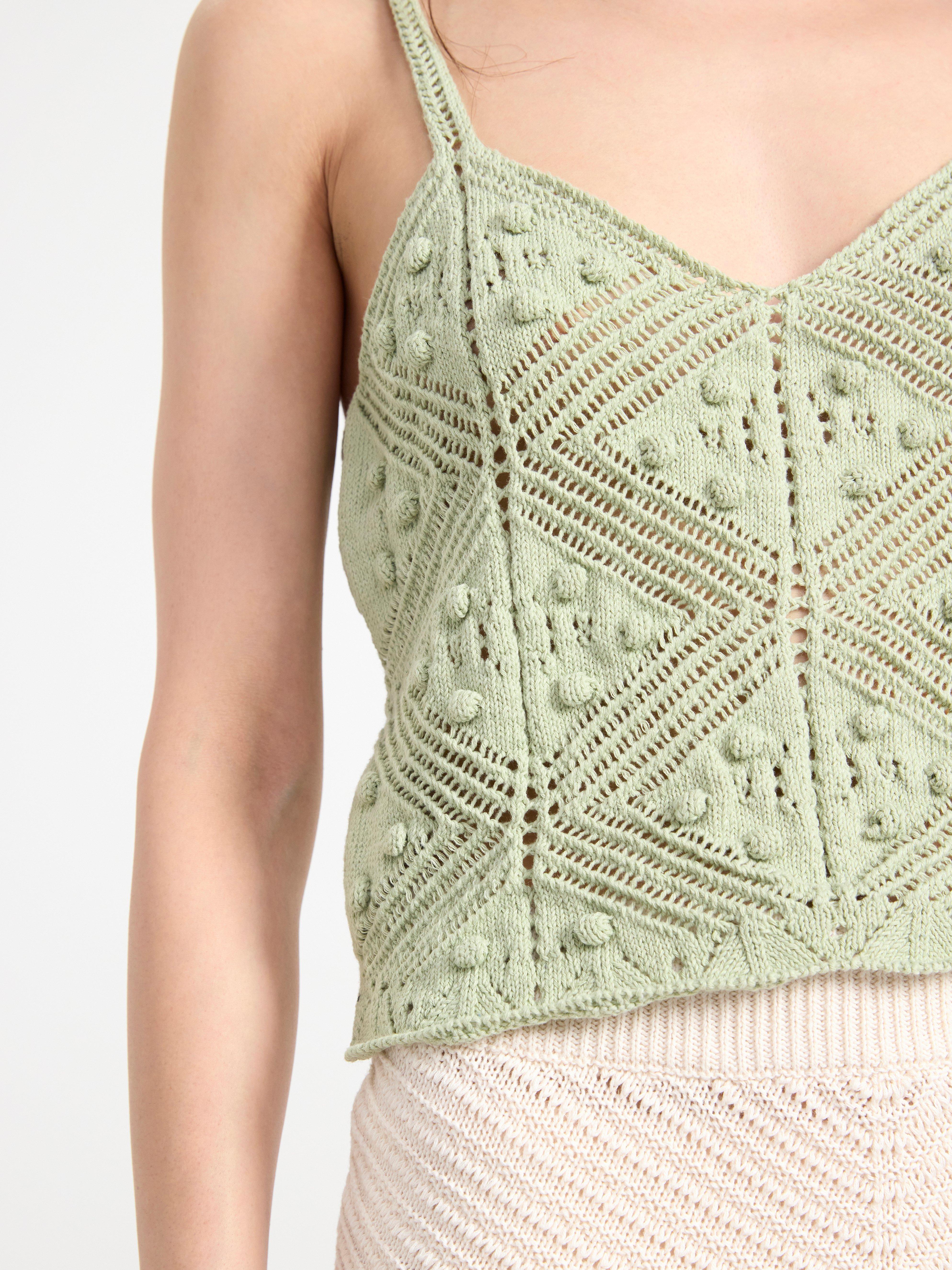 Short knitted camisole Light Dusty Green