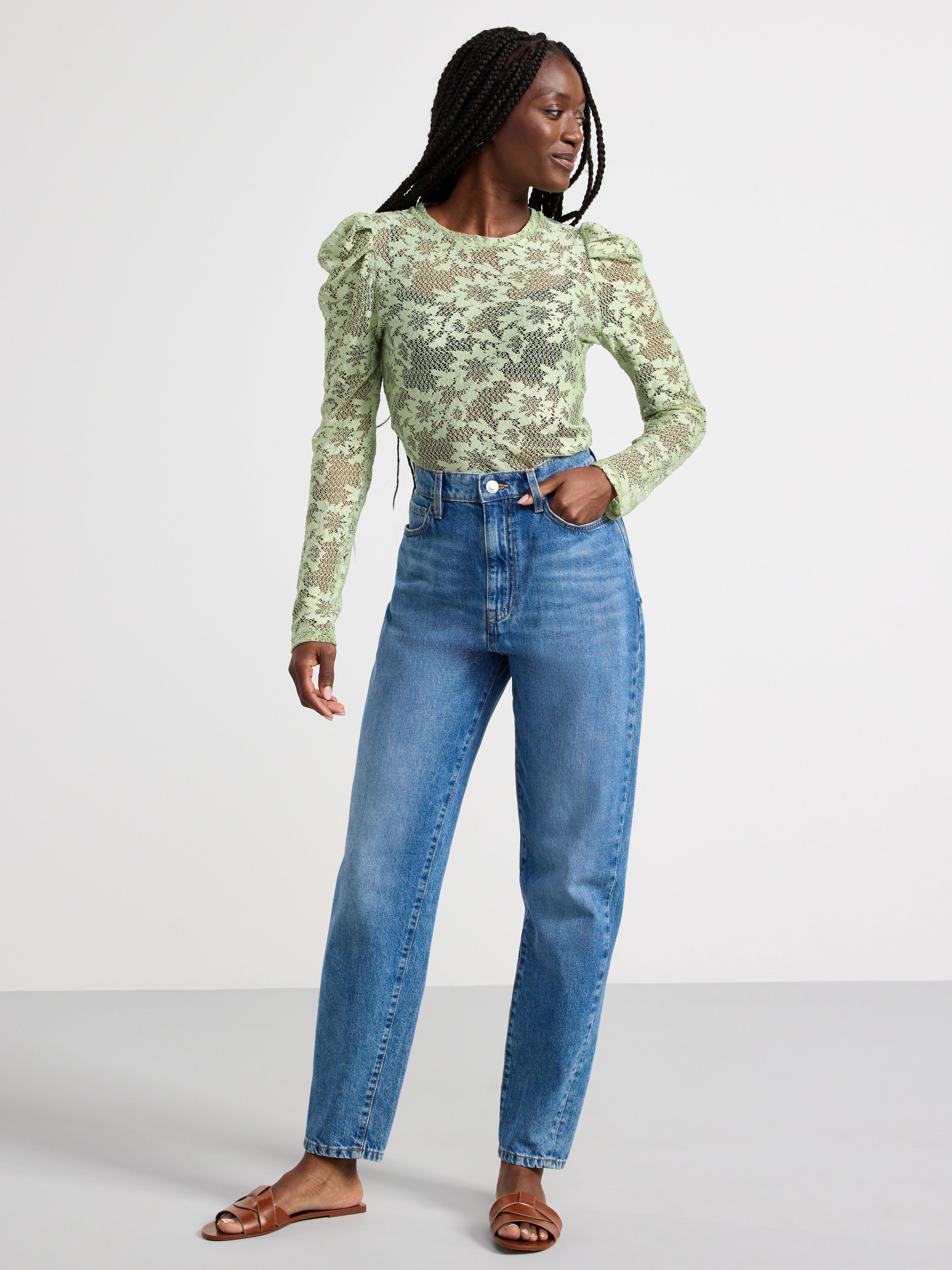 Long sleeve lace top Light Dusty Green