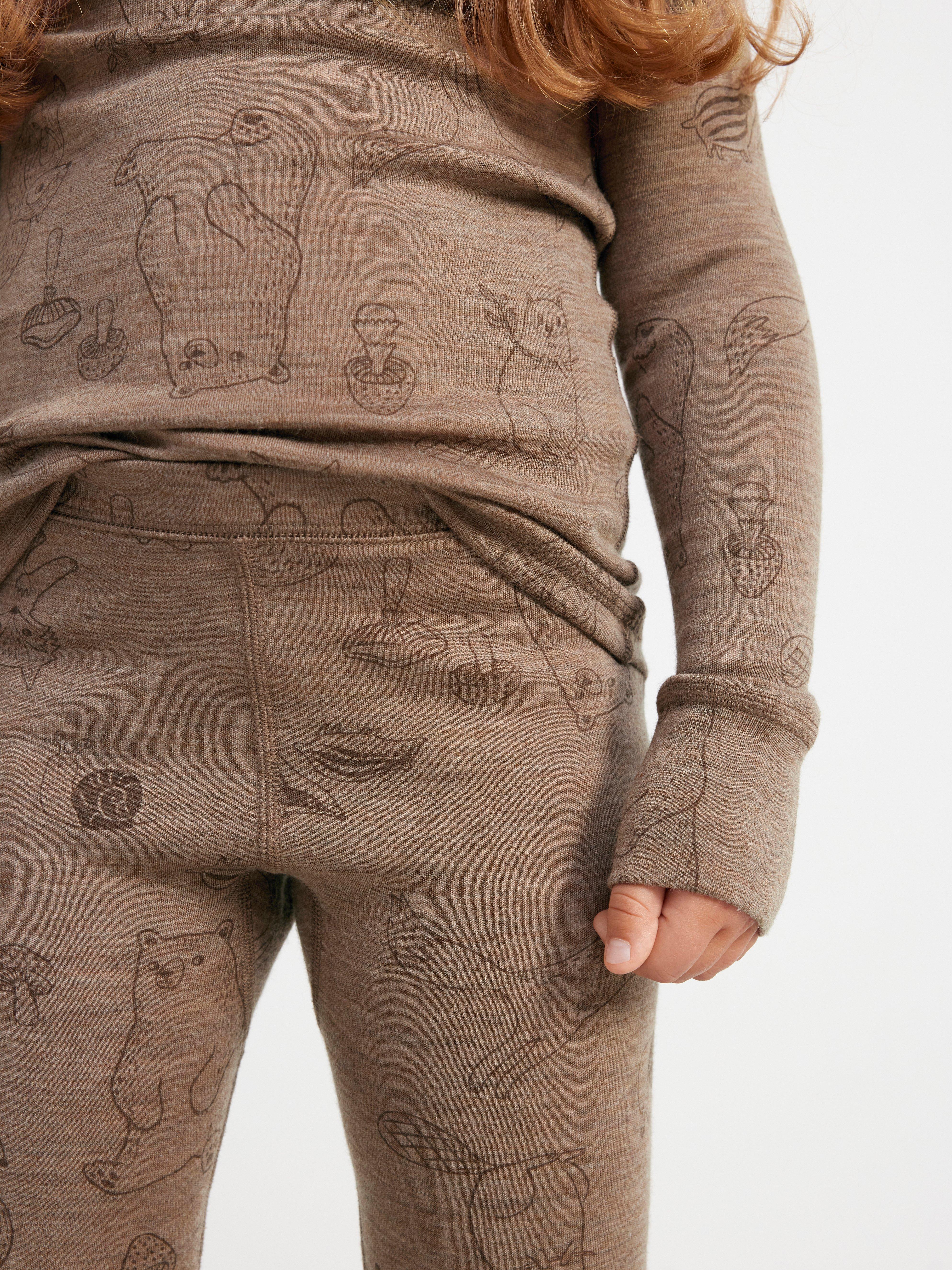 Leggings in merino wool Brown Melange