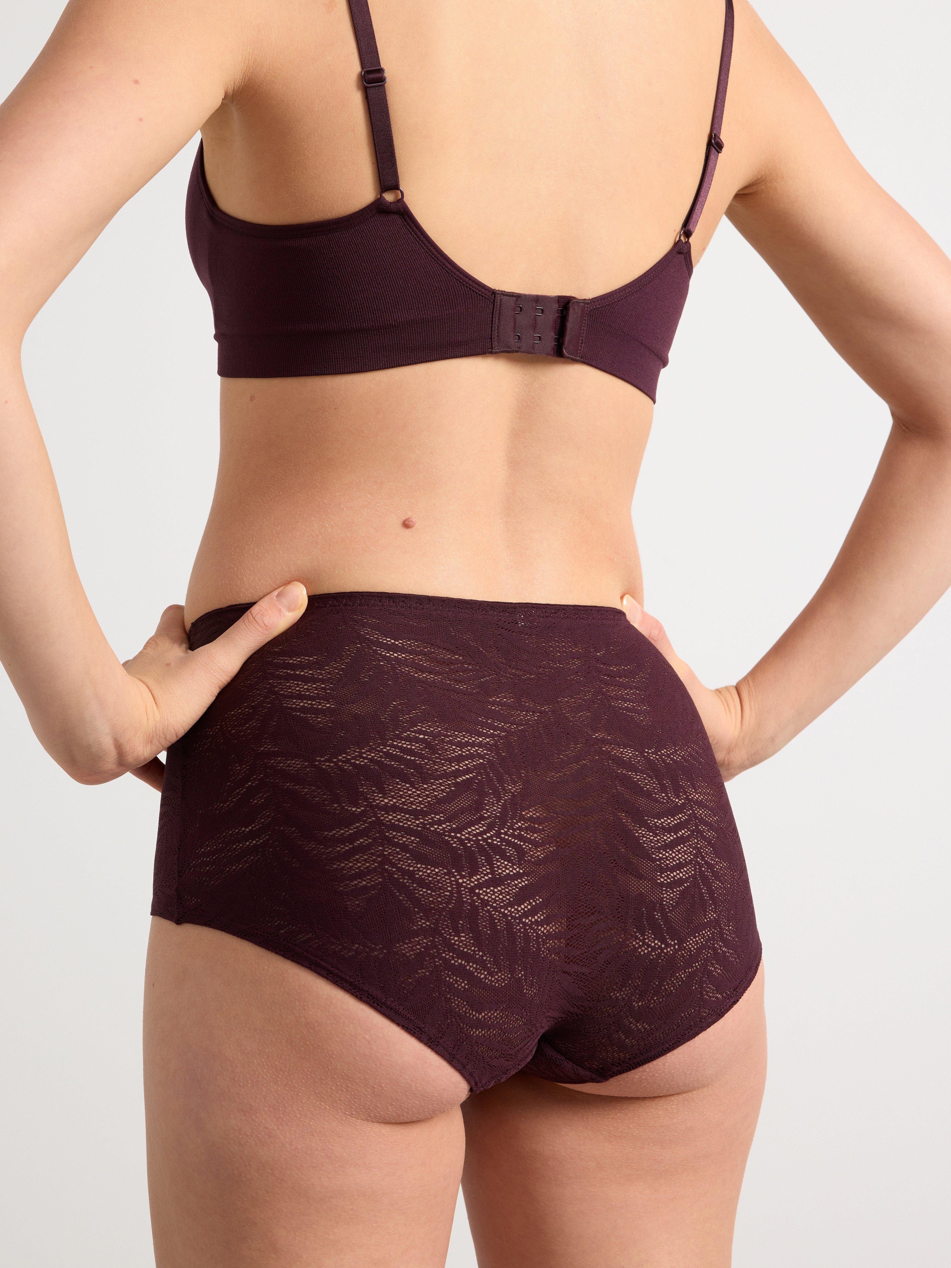 High waist brief with lace Dark Dusty Lilac