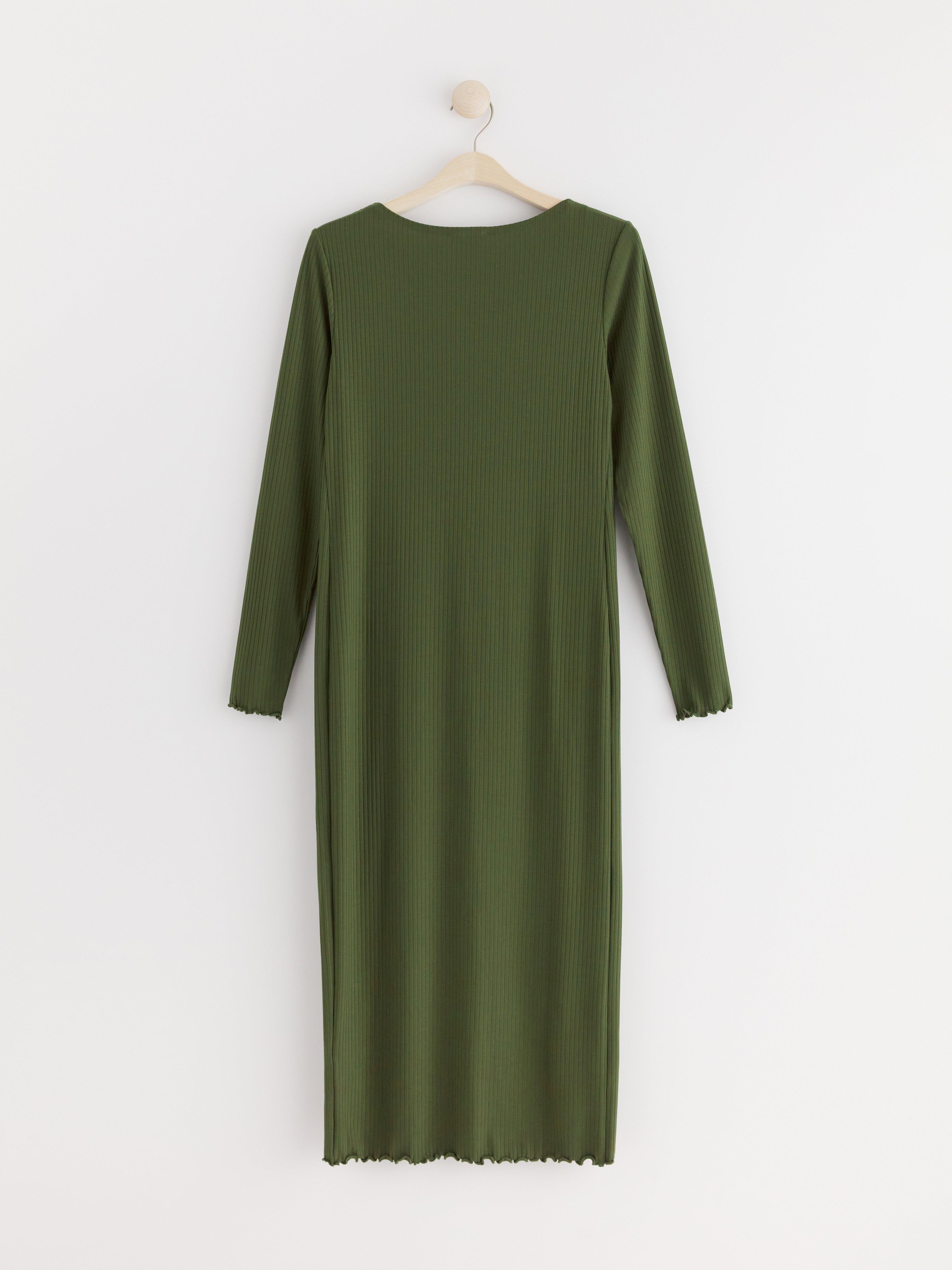 MOM Ribbed long sleeved jersey dress Khaki
