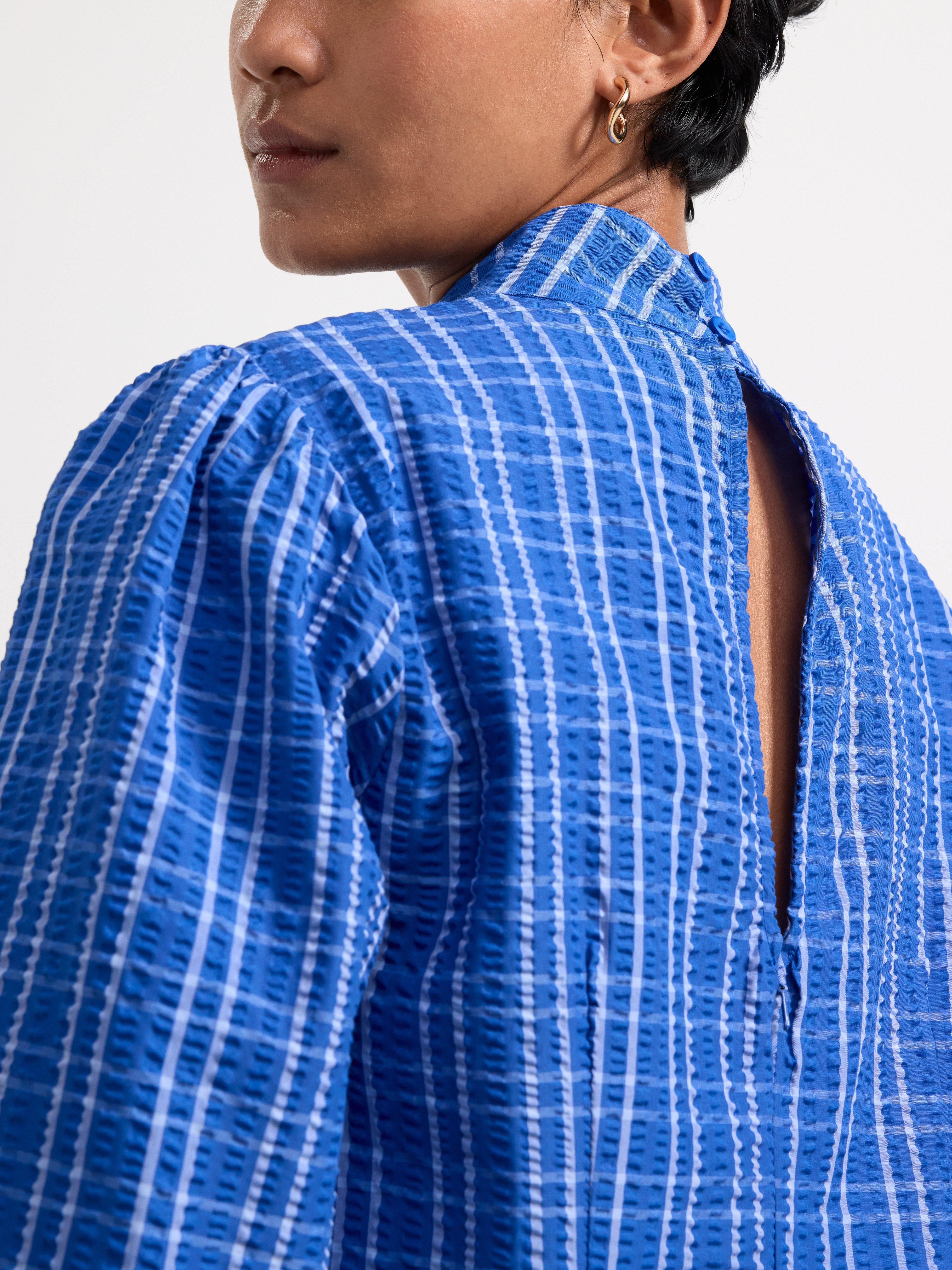 Mini dress checked Dark Blue
