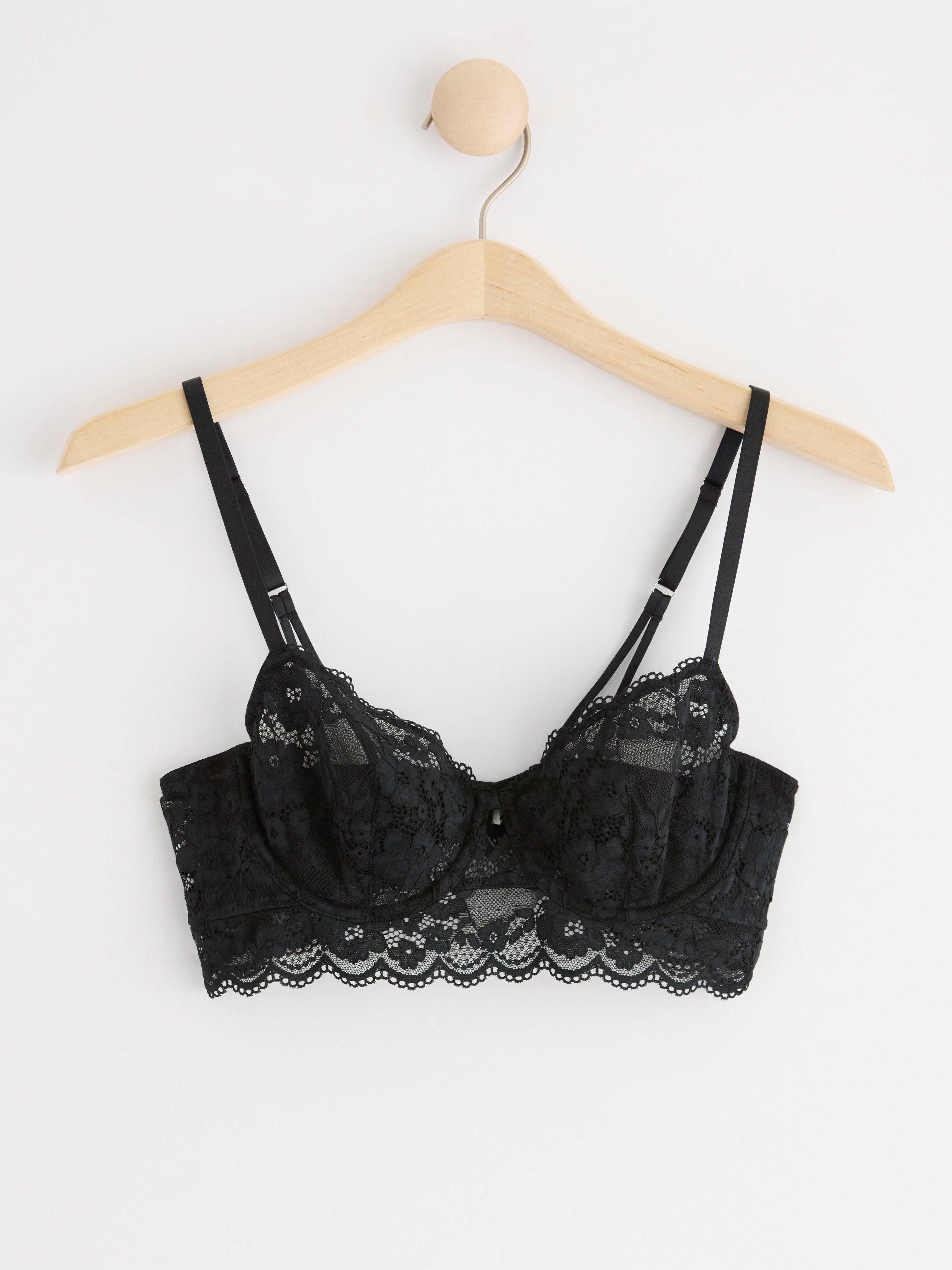 Unpadded bra with lace Black