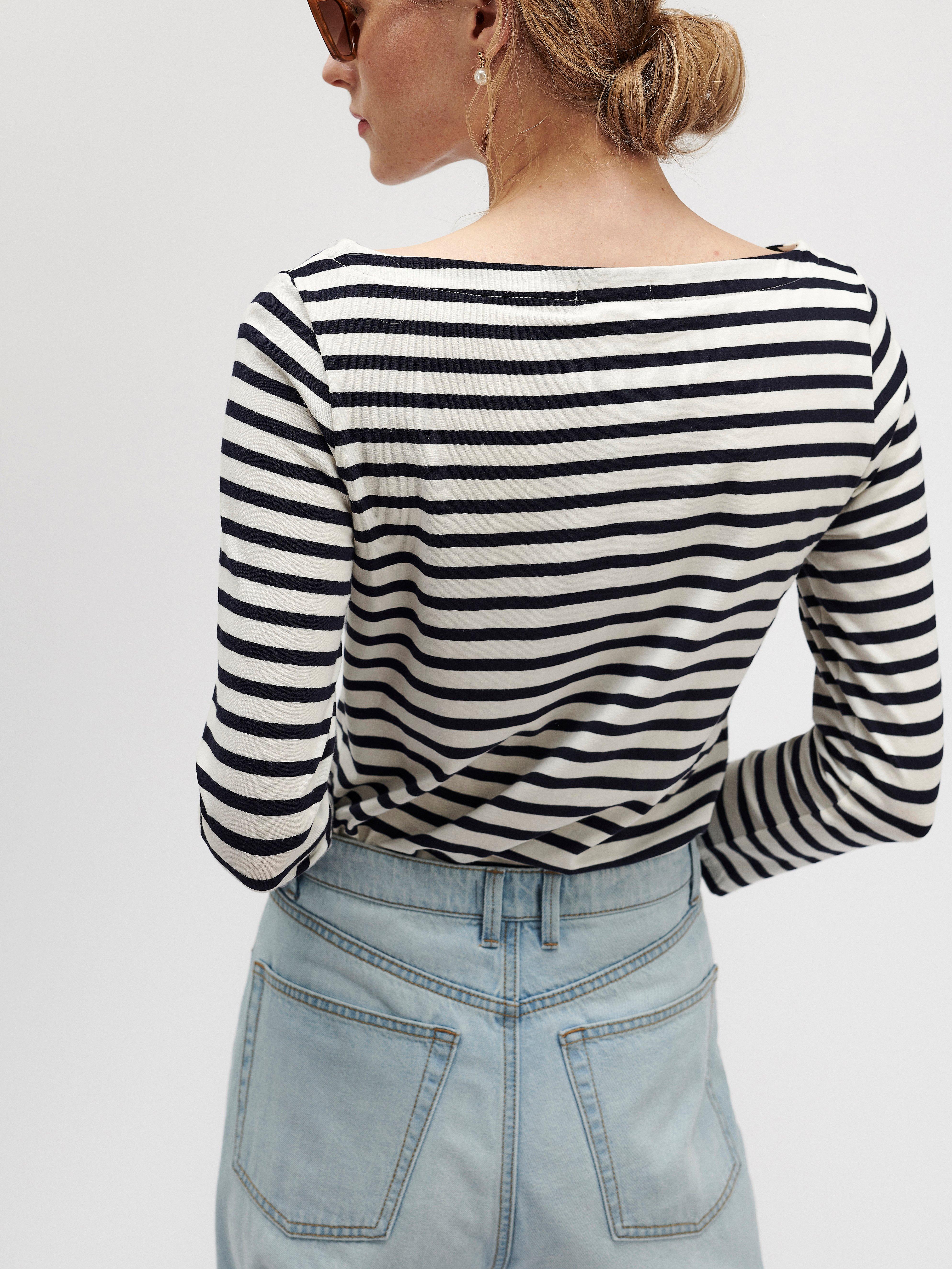 Striped cotton top Dark Blue