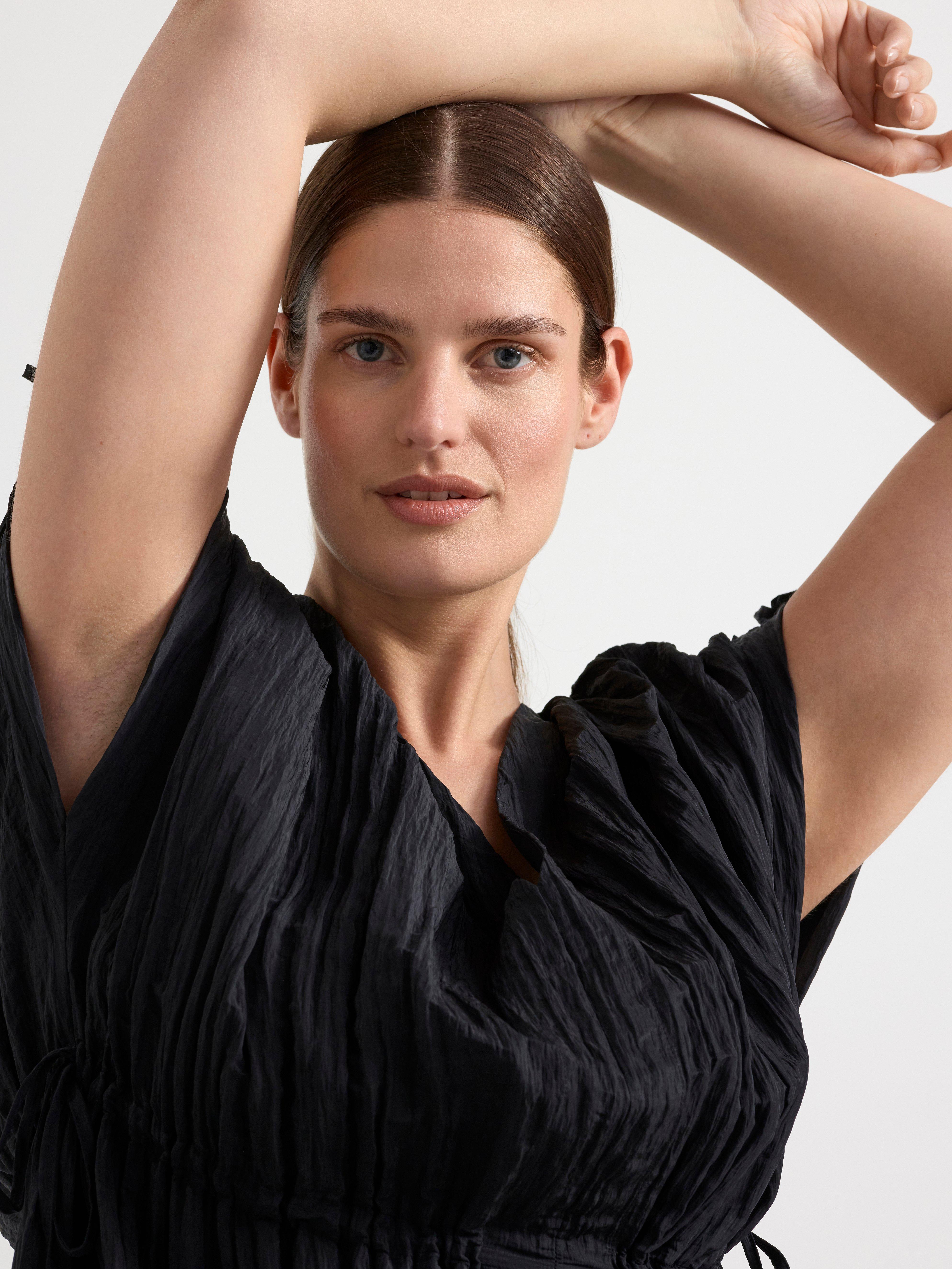 Short sleeve kaftan dress Black