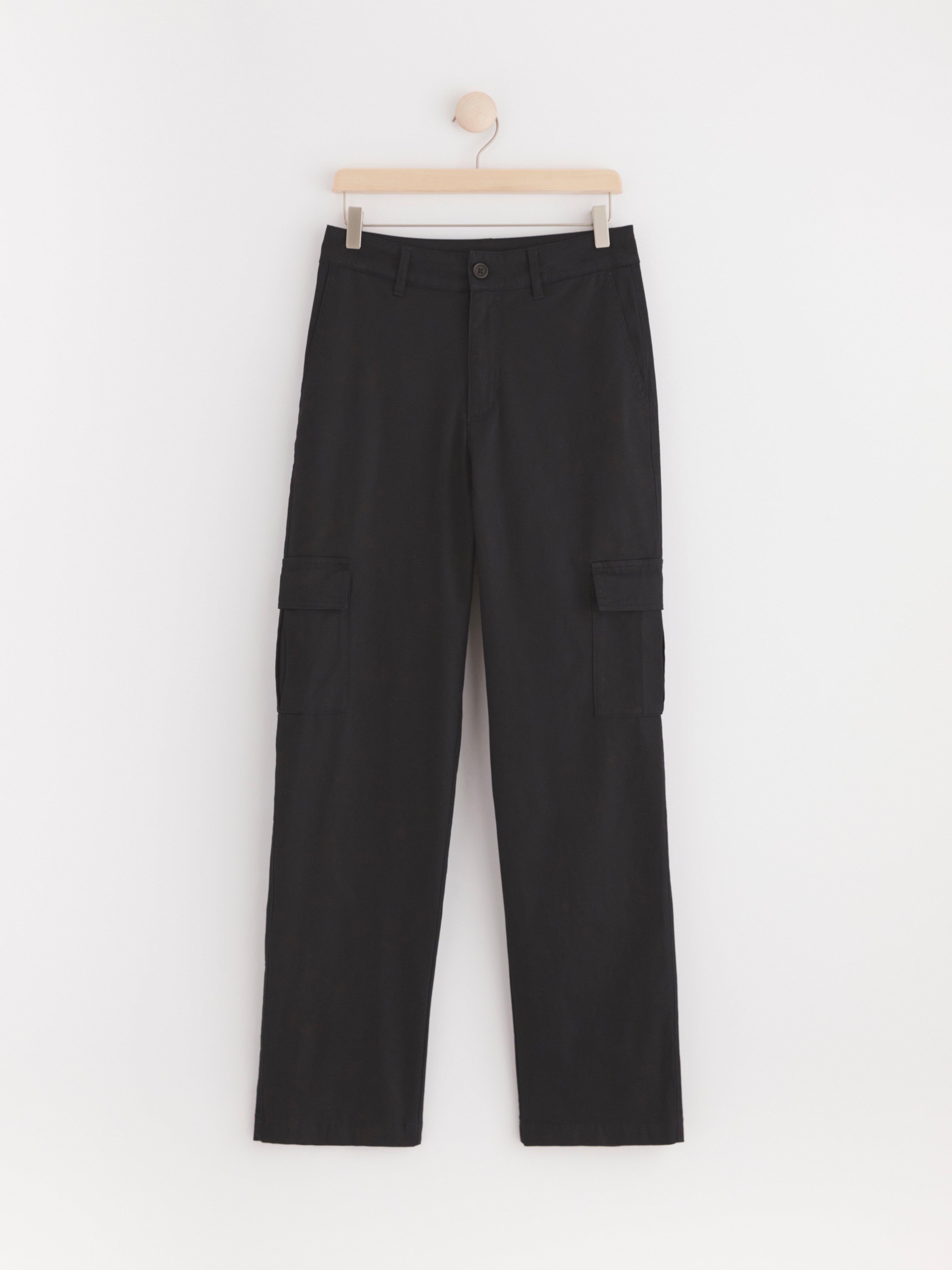 High waist cargo trousers Black
