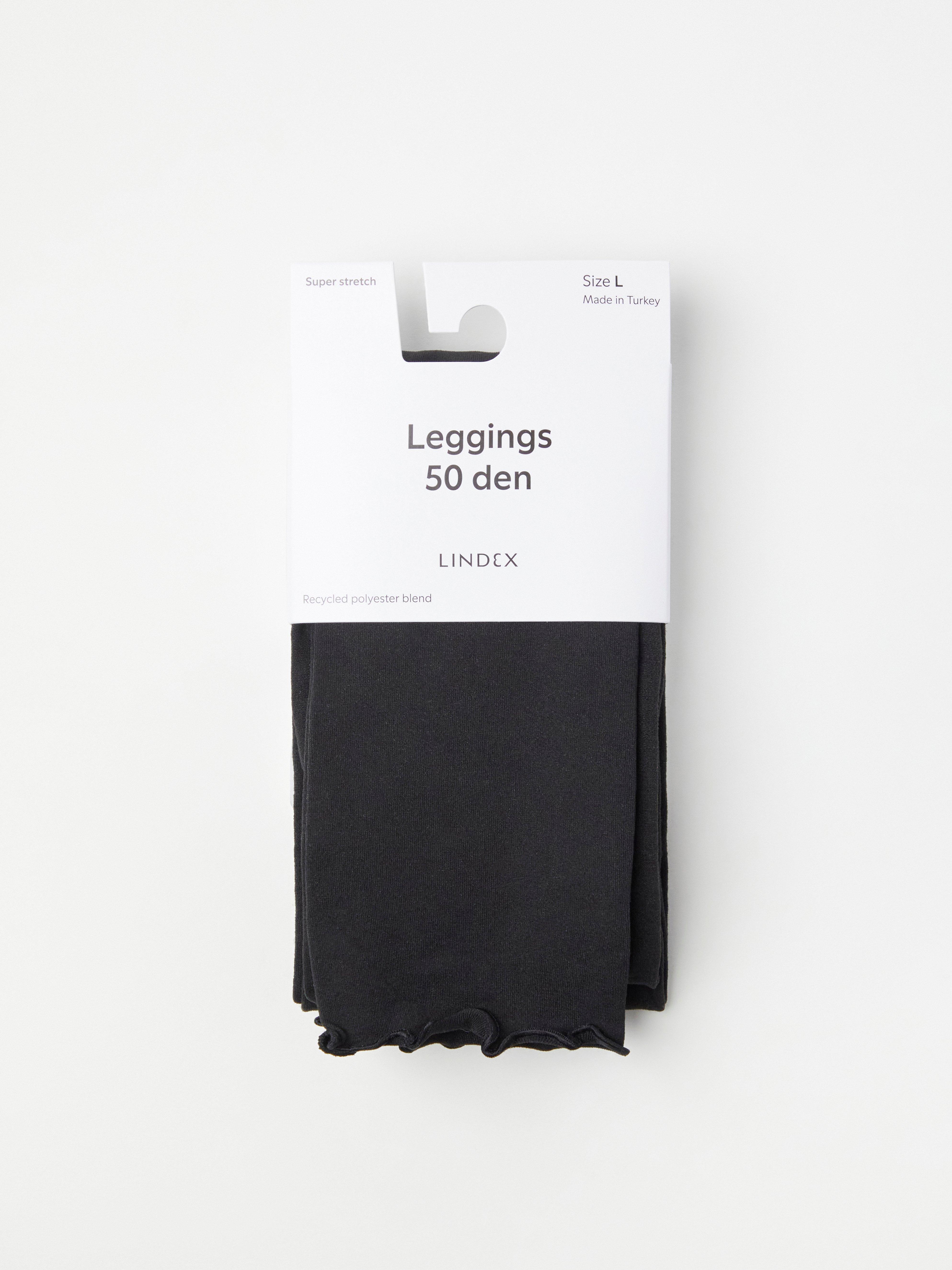 Leggings matt 50 denier with lettuce edge Black