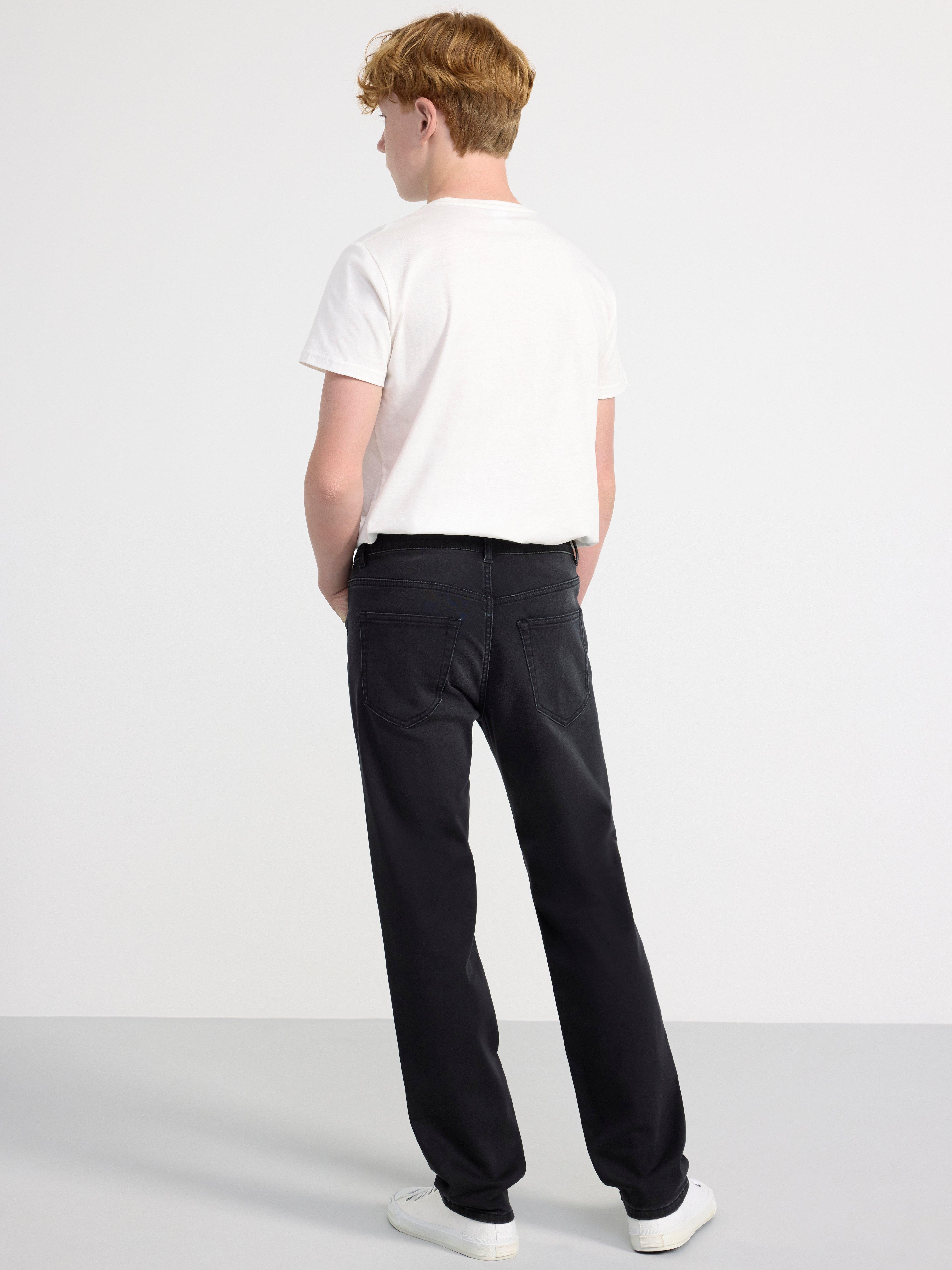 STAFFAN Straight regular waist jeans with brushed inside Black