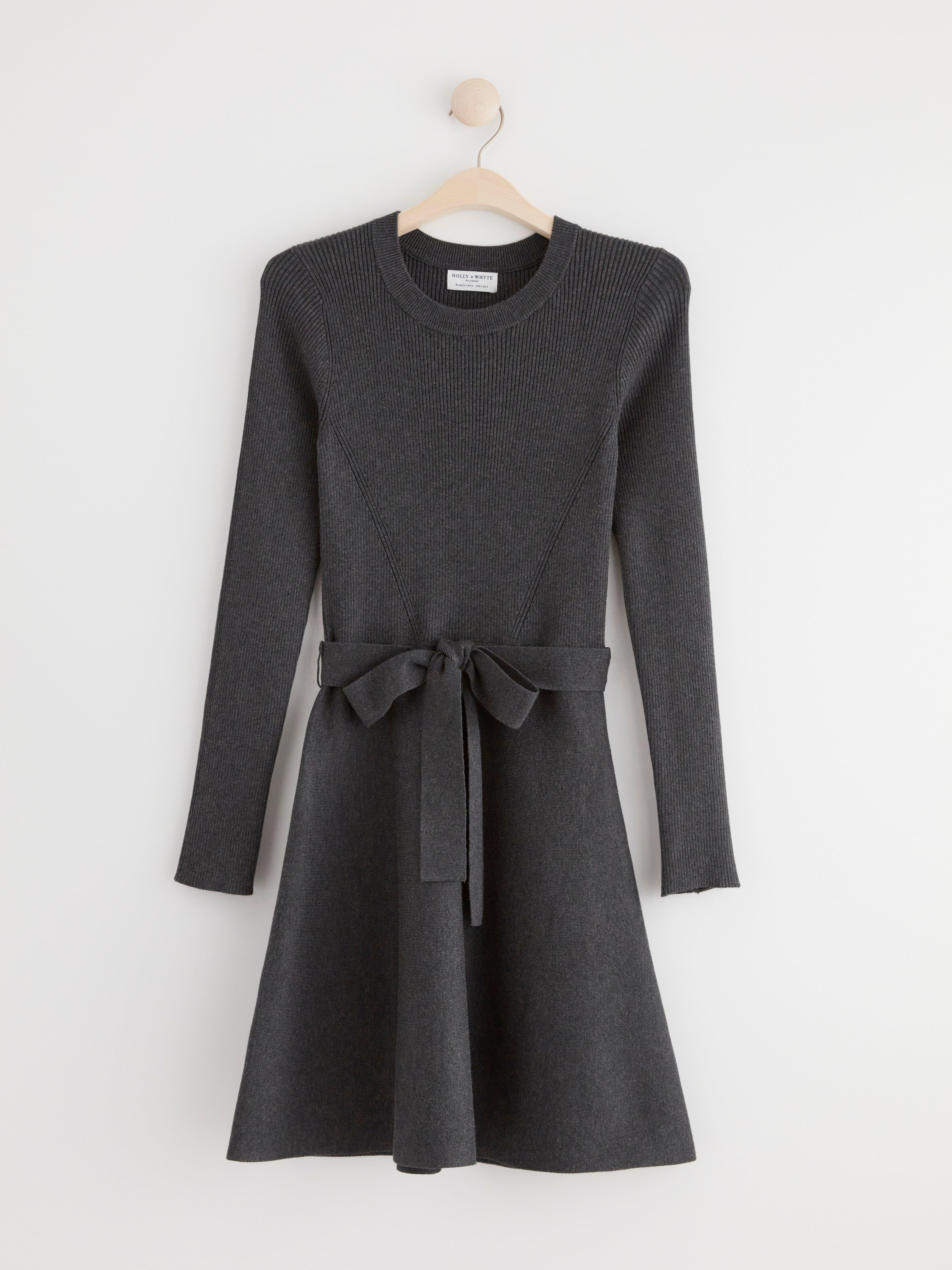 Knitted long sleeve dress Dark Grey Melange
