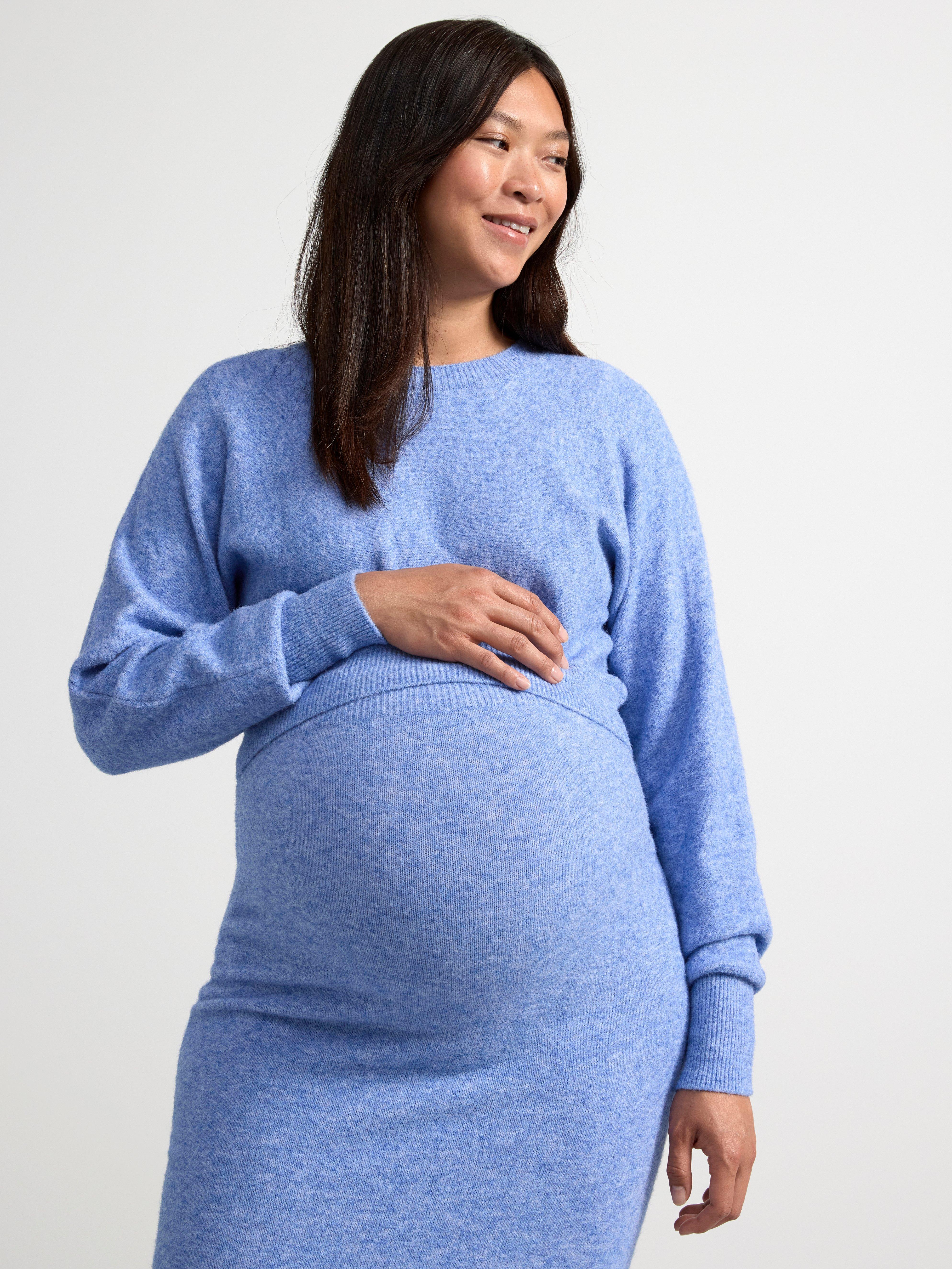 MOM Knitted midi skirt blue
