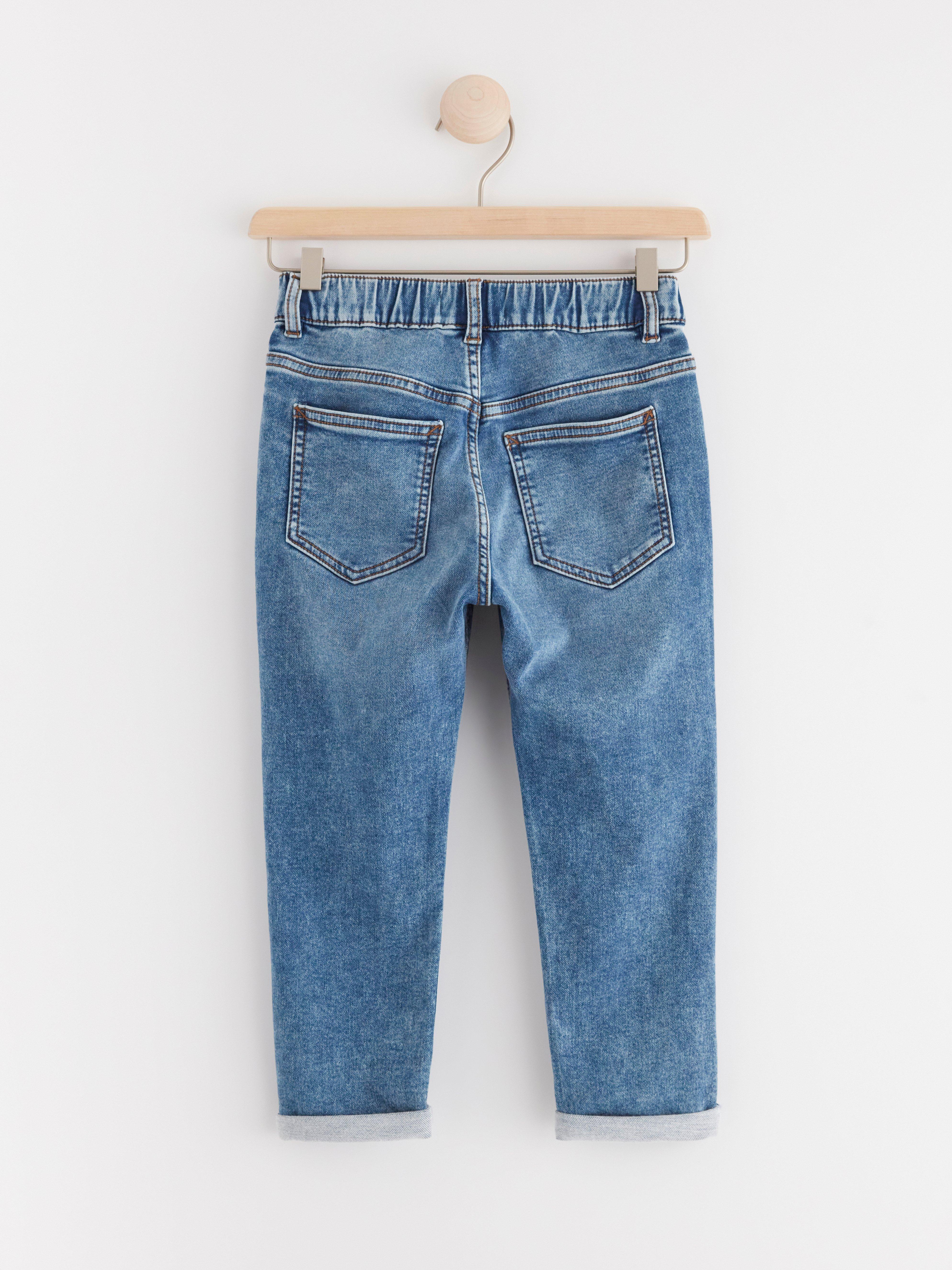 Tapered regular waist pull-up jeans Denim