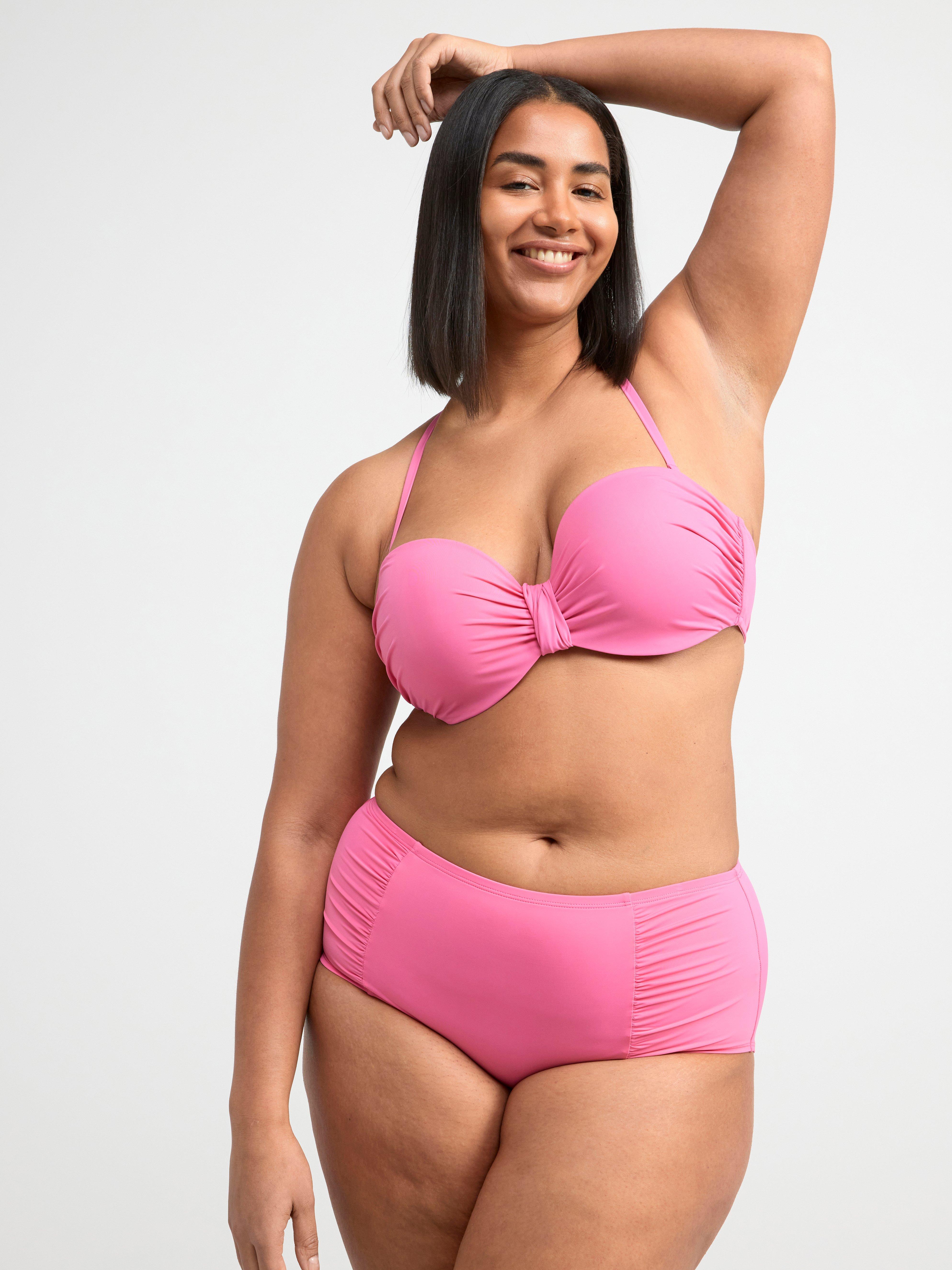 Midi waist hipster bikini bottoms Pink