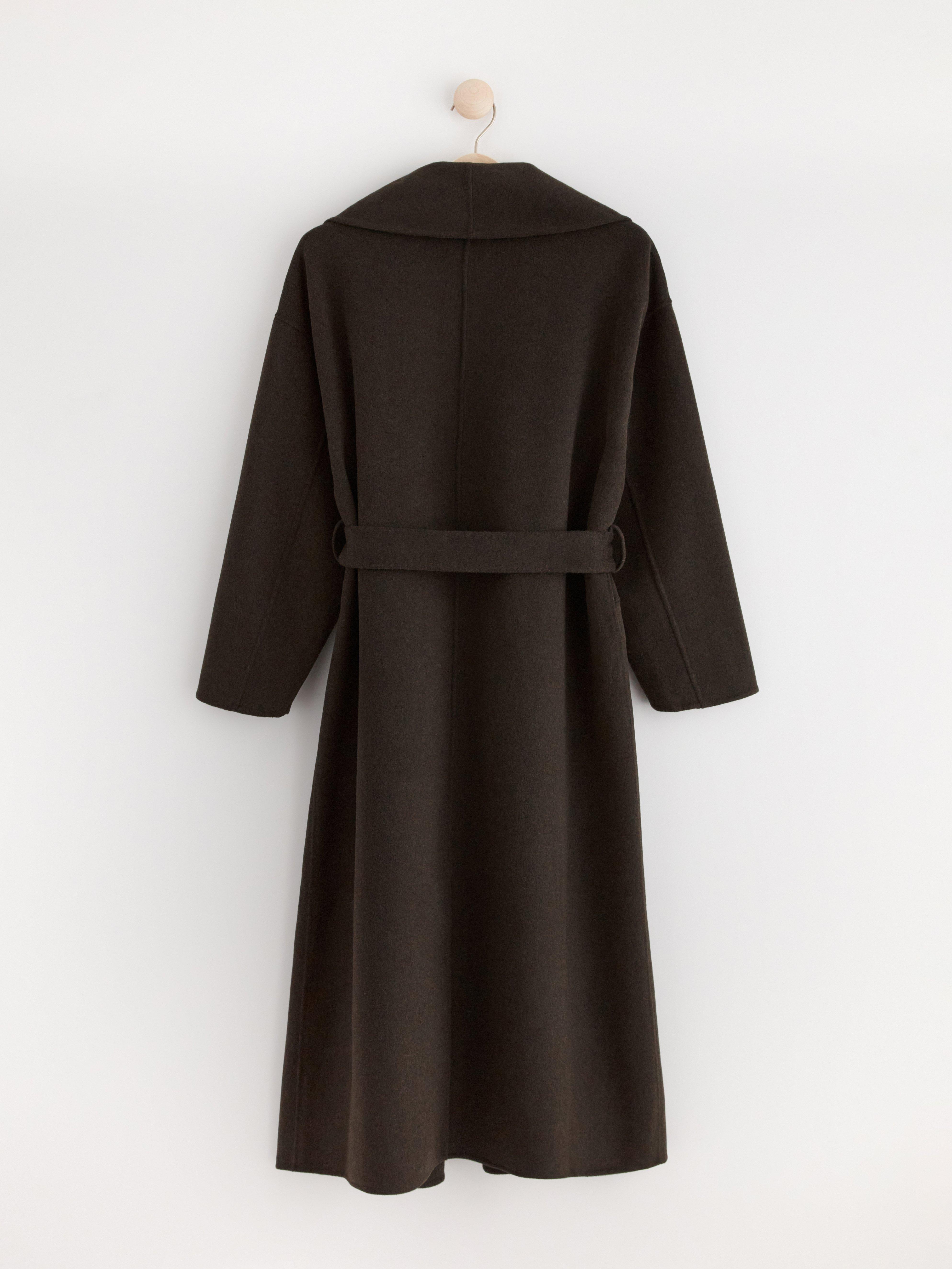 Coat in wool blend Dark Brown