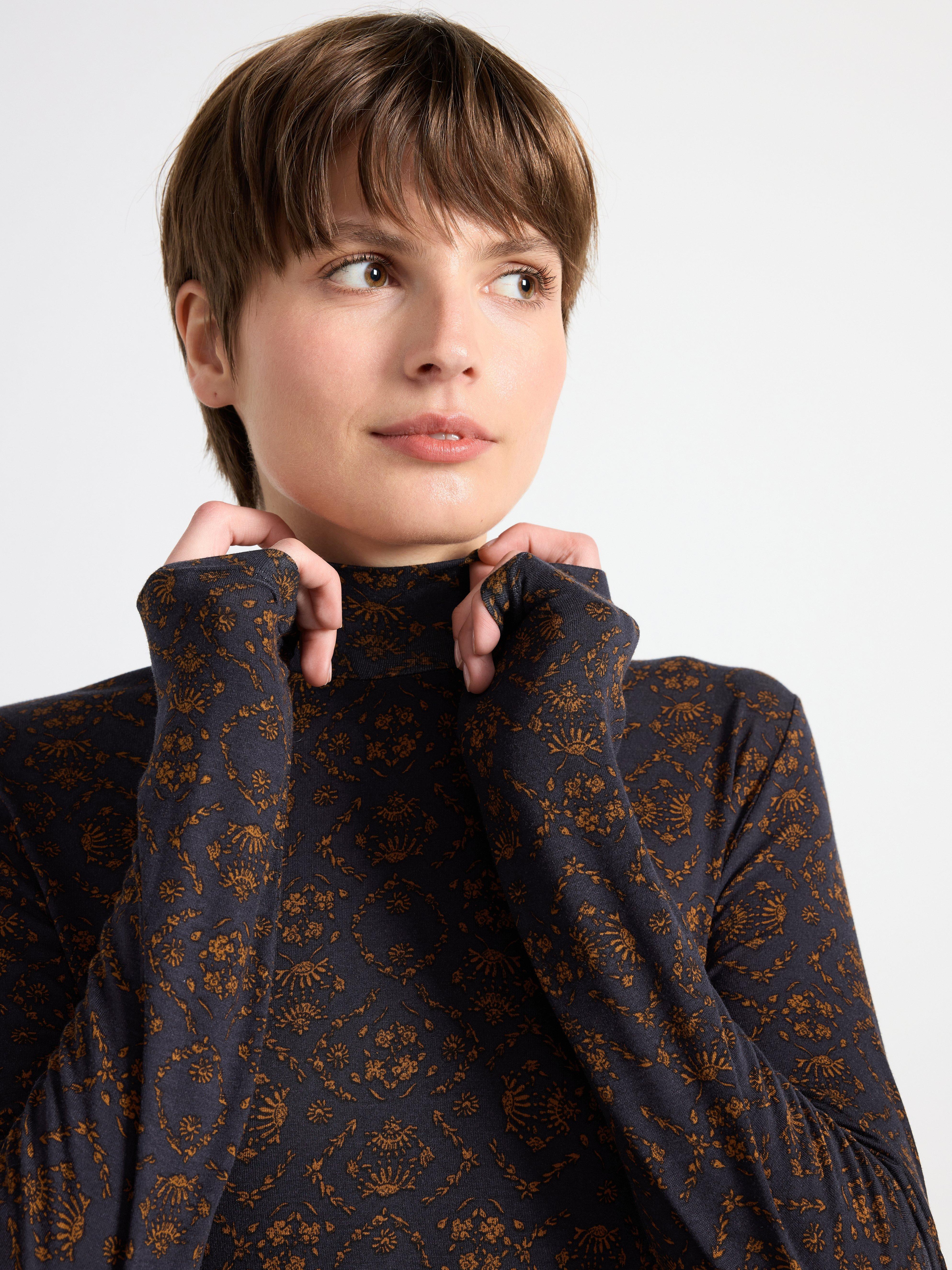 Mock neck top with pattern Dark Navy