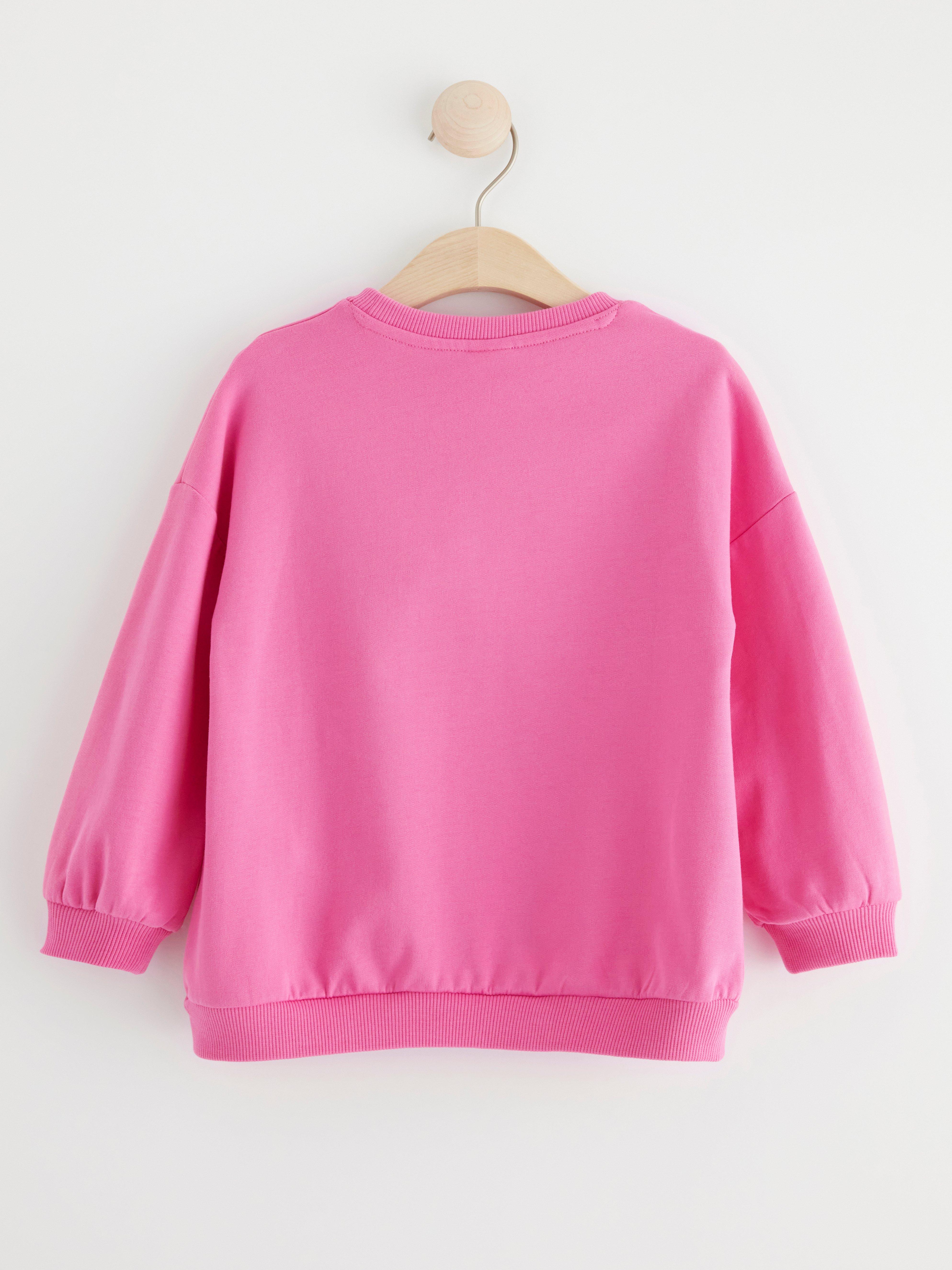 Sweatshirt with brushed inside and unicorn Pink