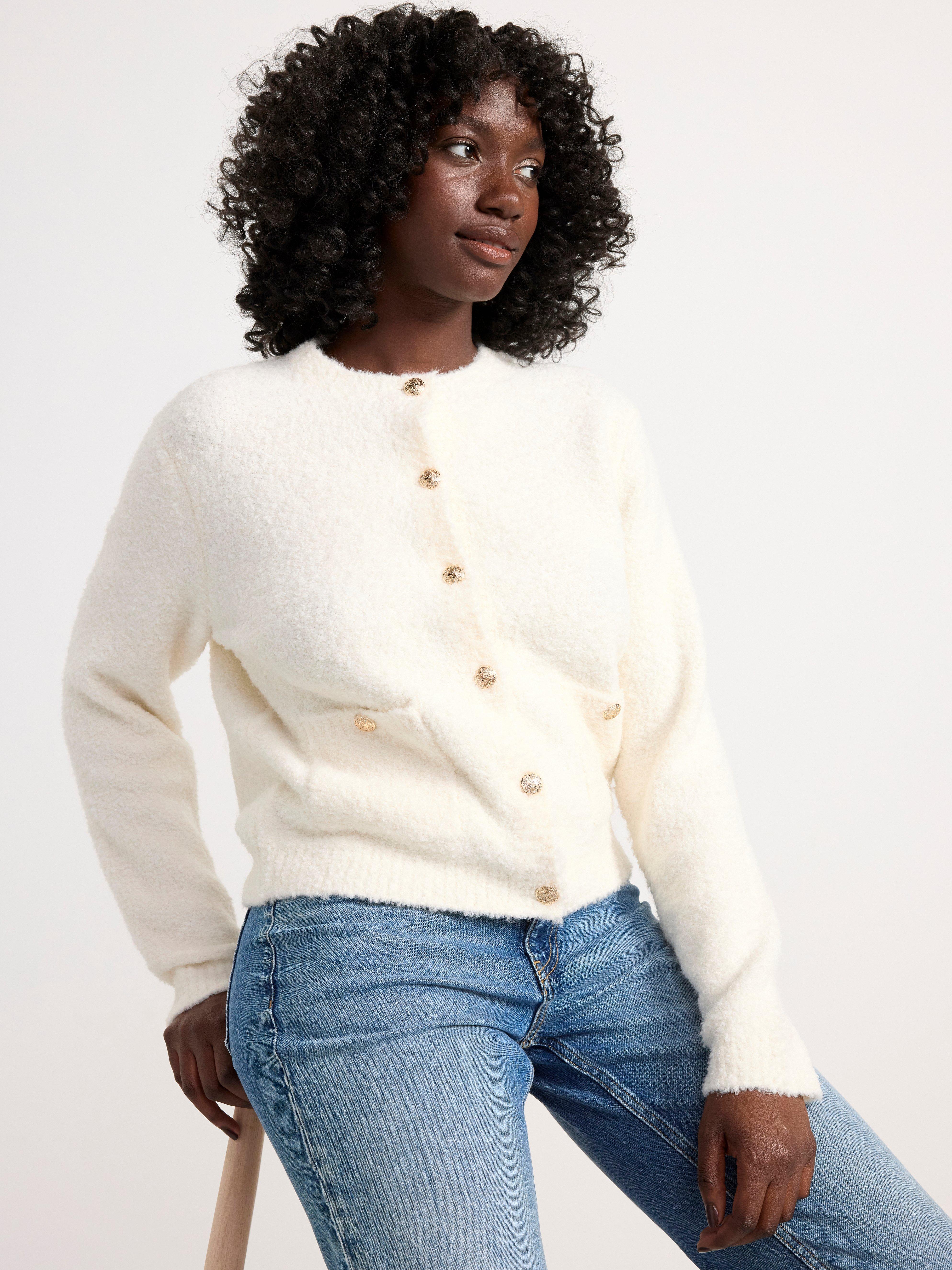 Cardigan knitted Light Dusty White