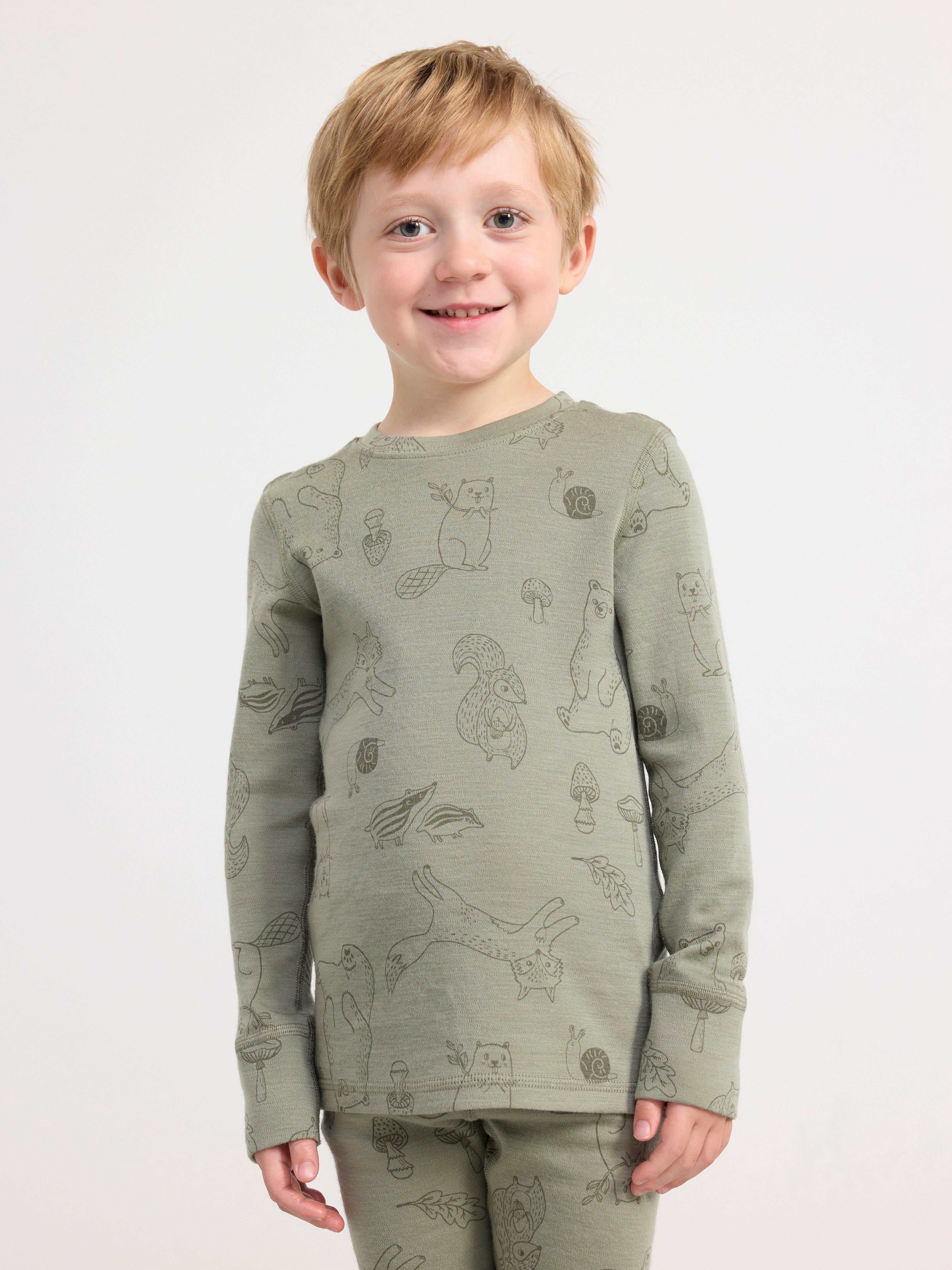 Long sleeve top in merino wool Light Dusty Green