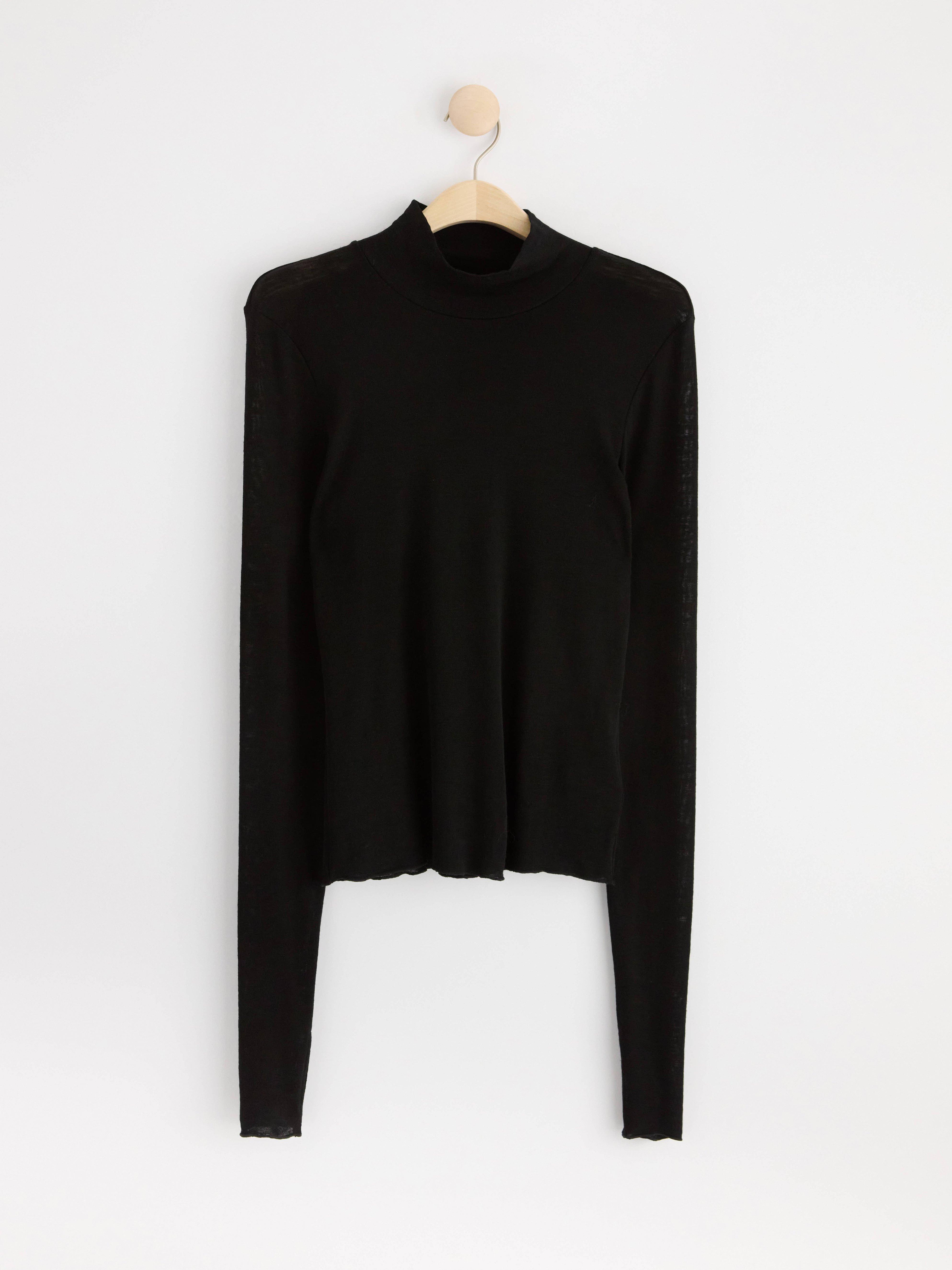 Long sleeve top in merino wool Black