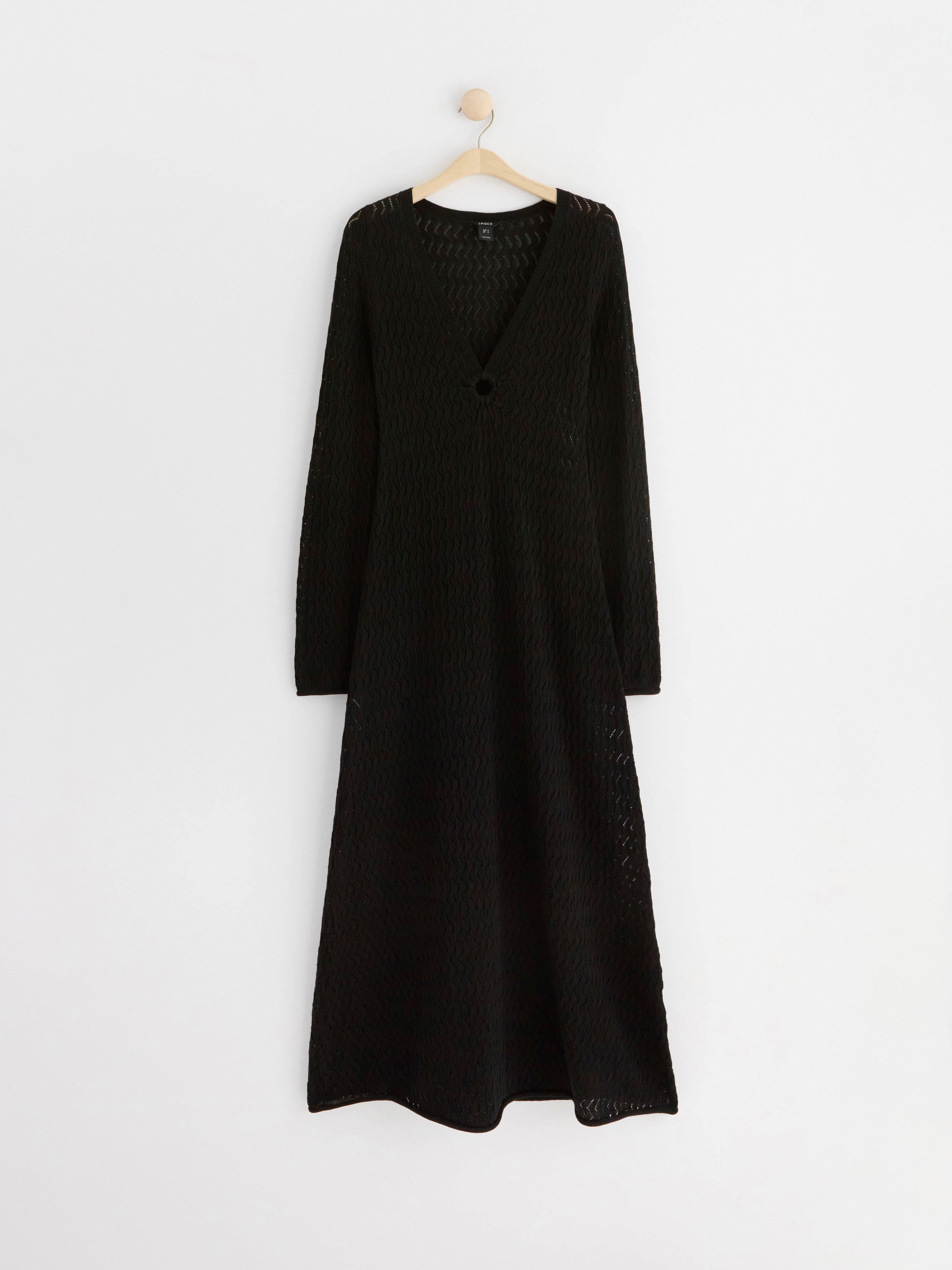 Knitted long sleeve dress Black