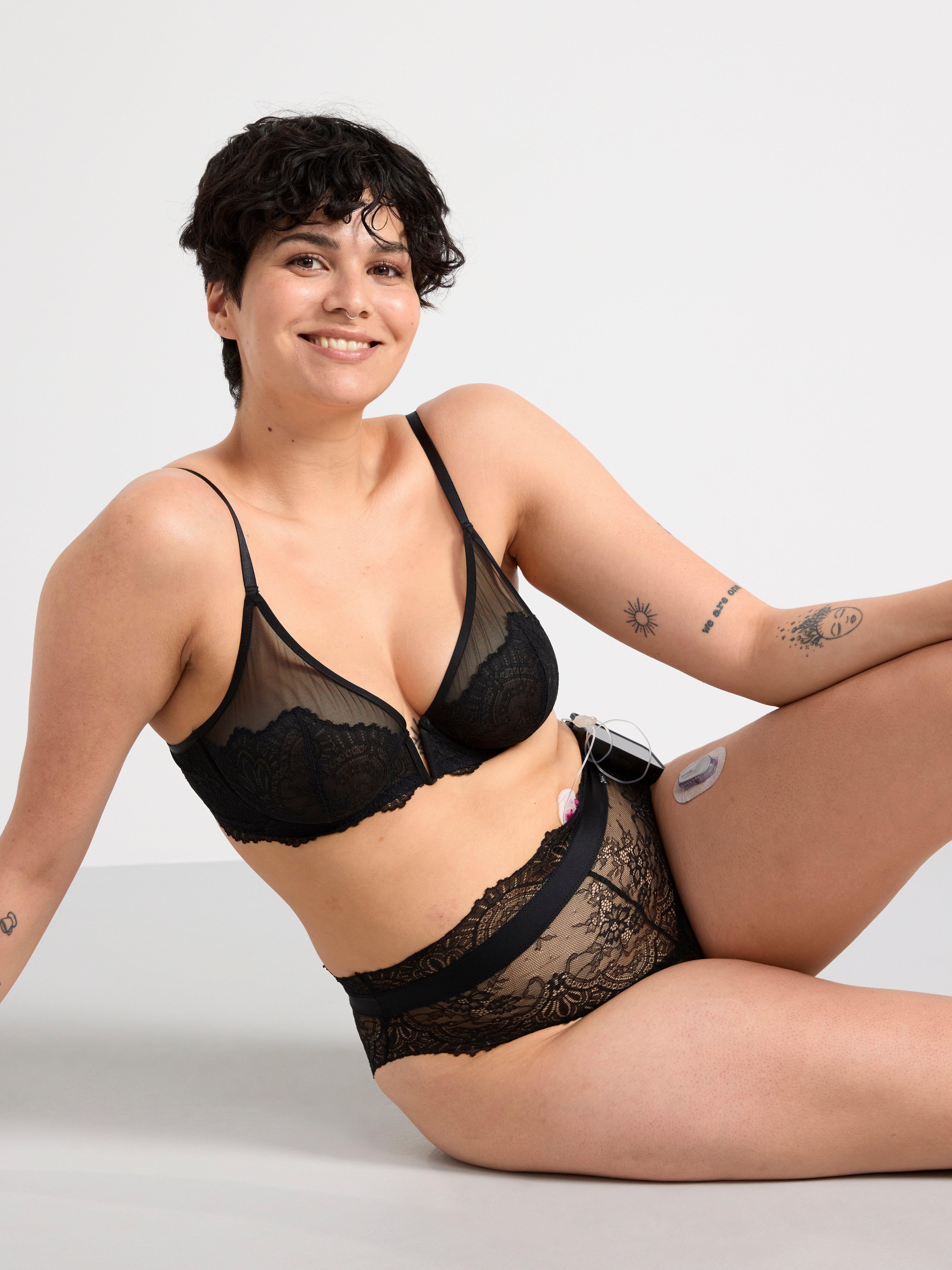 Unpadded bra with lace Black