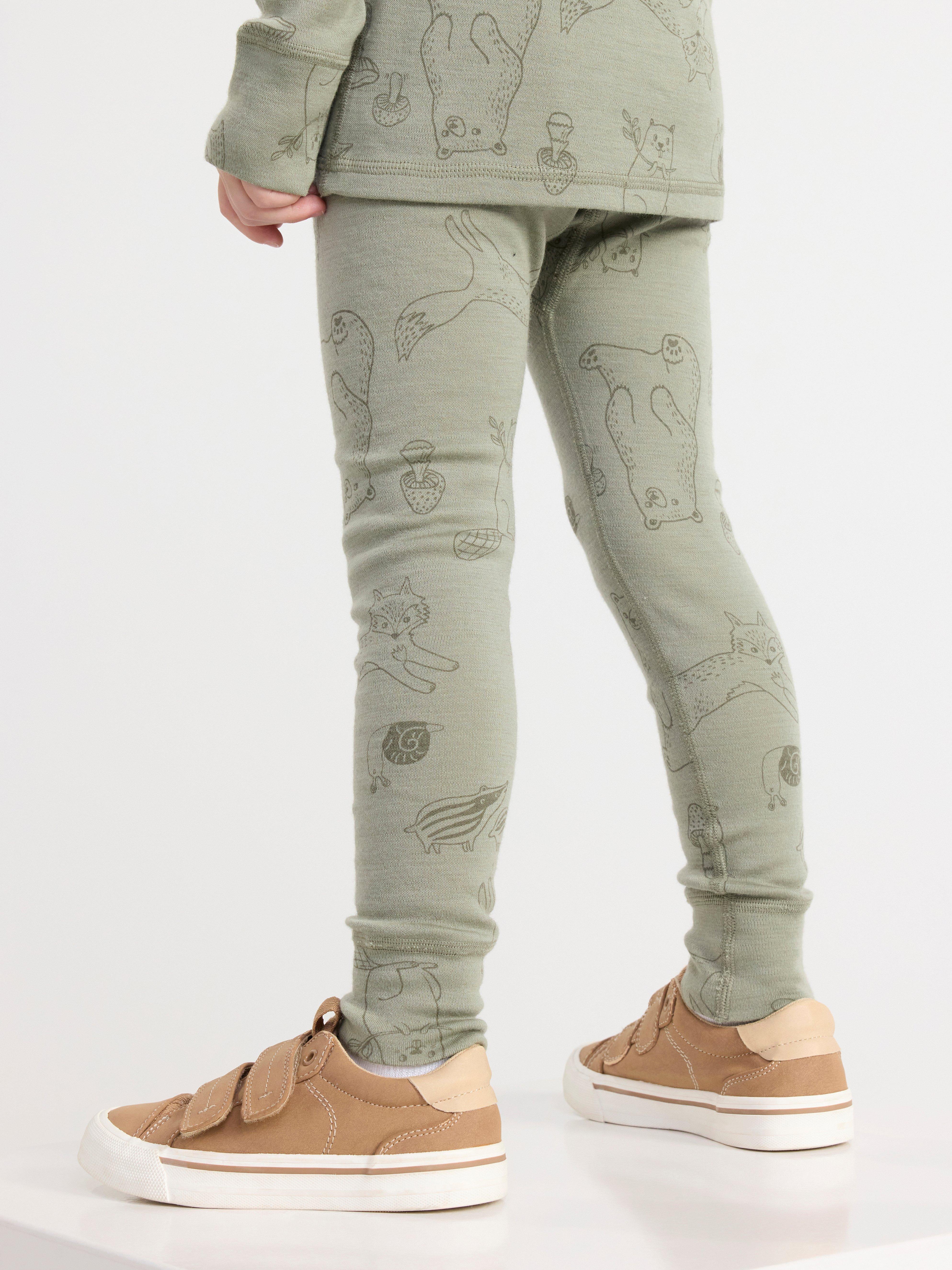 Leggings in merino wool Light Dusty Green