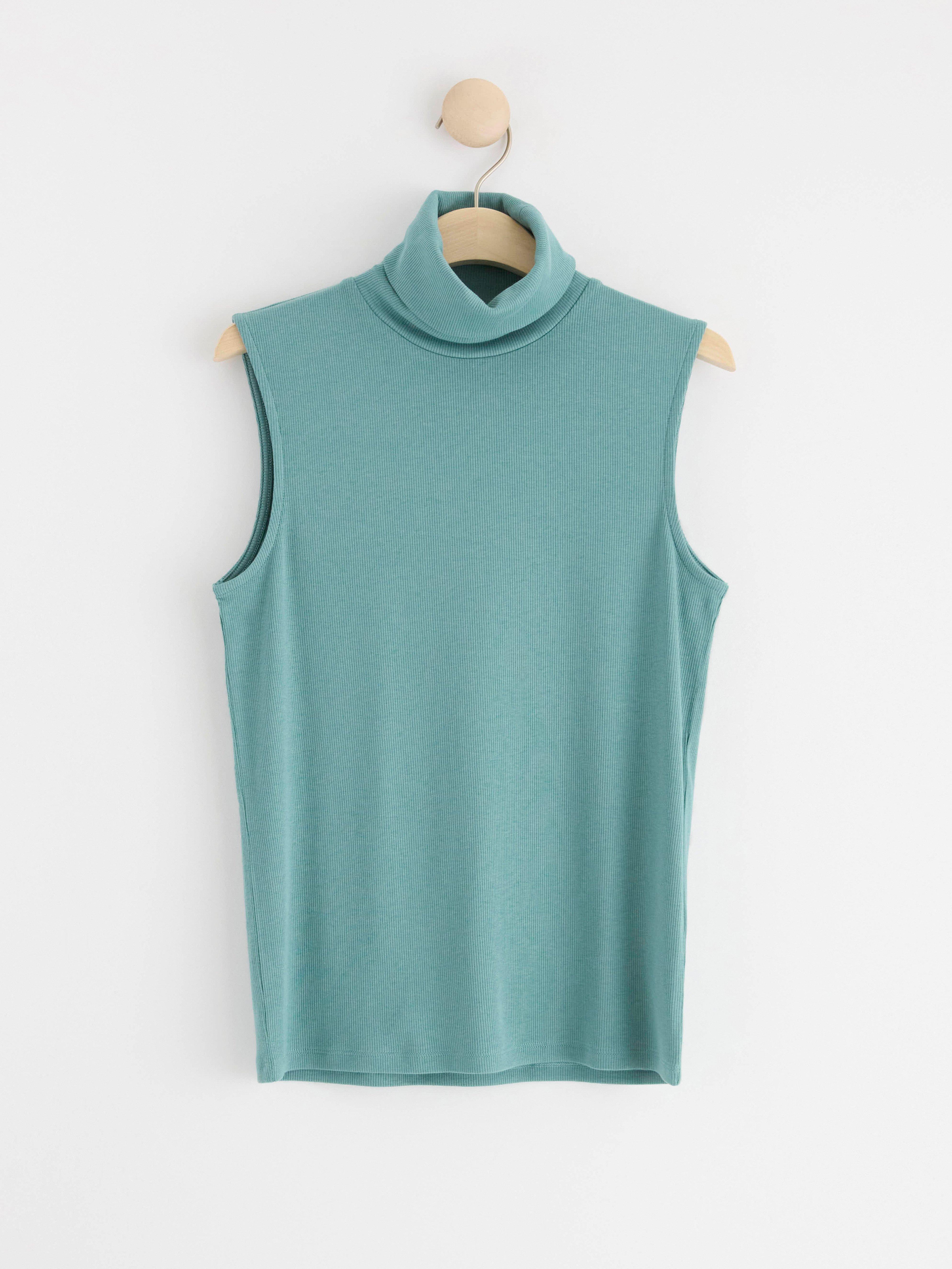 Sleeveless roll neck top Turquoise