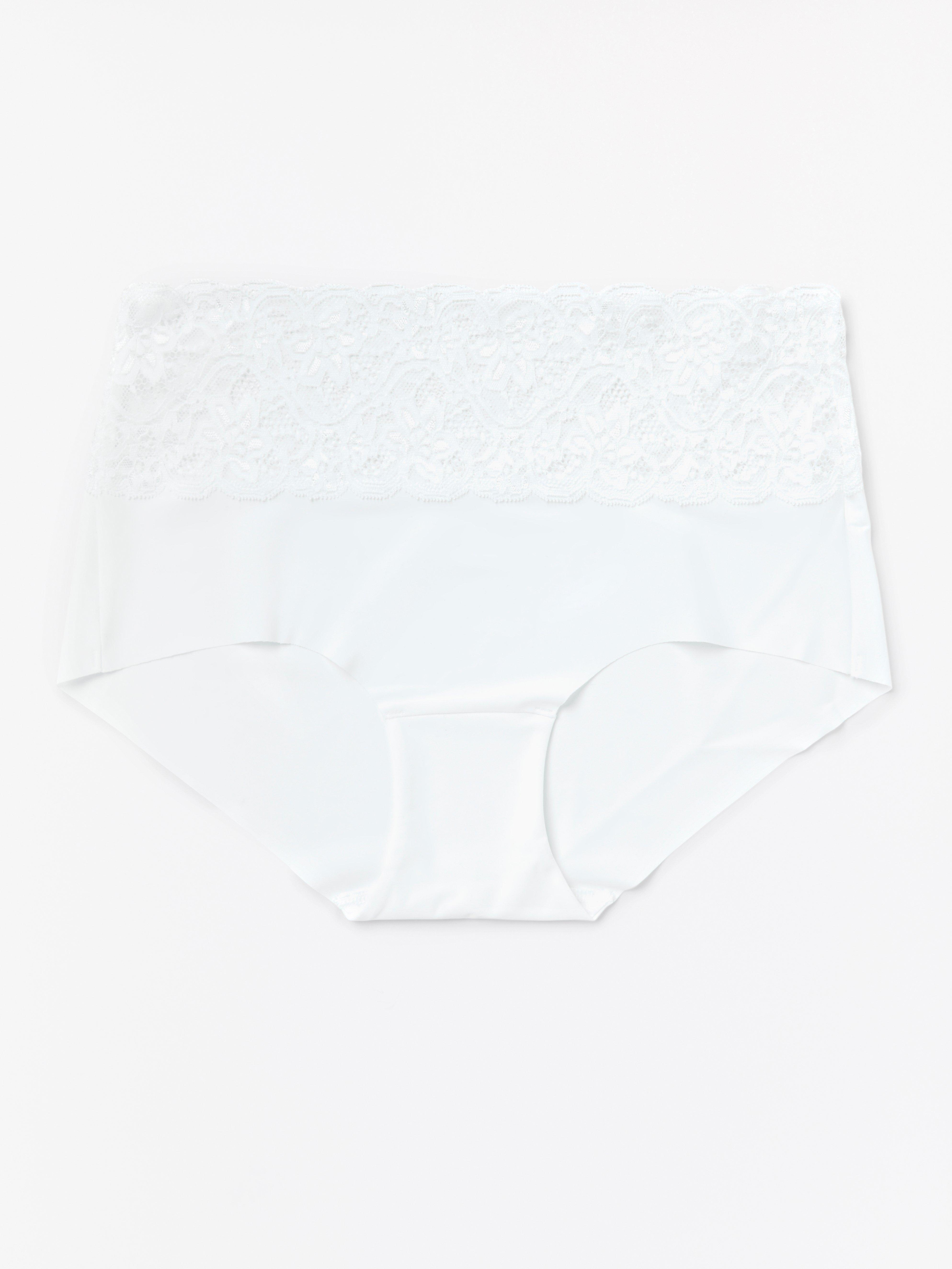 Invisible regular waist brief with lace White