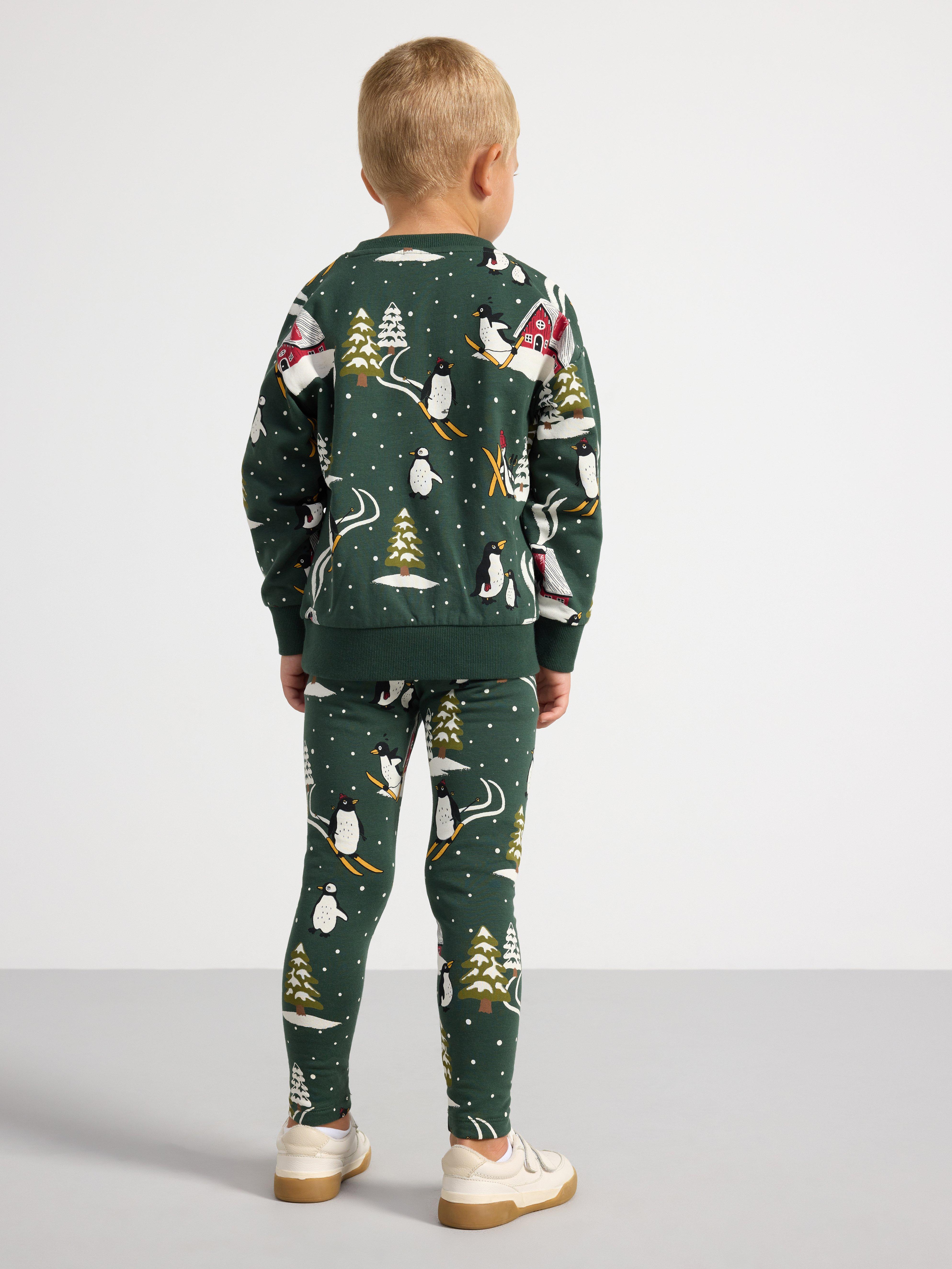 Leggings with penguins Dark Dusty Green