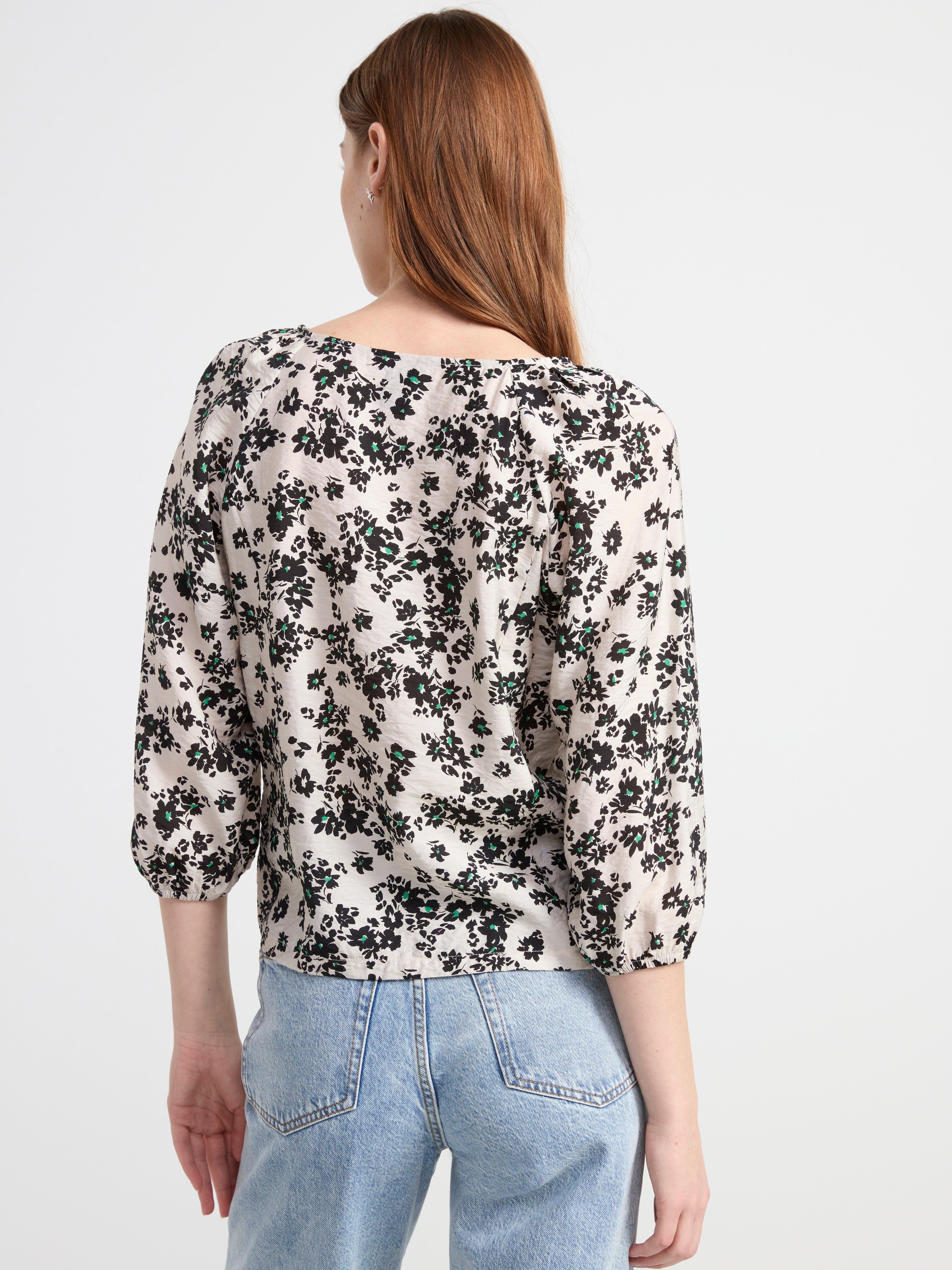 Patterned wide sleeve blouse Light Beige